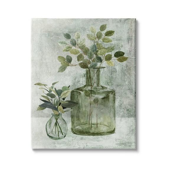 Stupell Industries Herbal Plants Green Leaves Country Vase Rustic Painting Oversized Wall Plaque Art By Carol Robinson