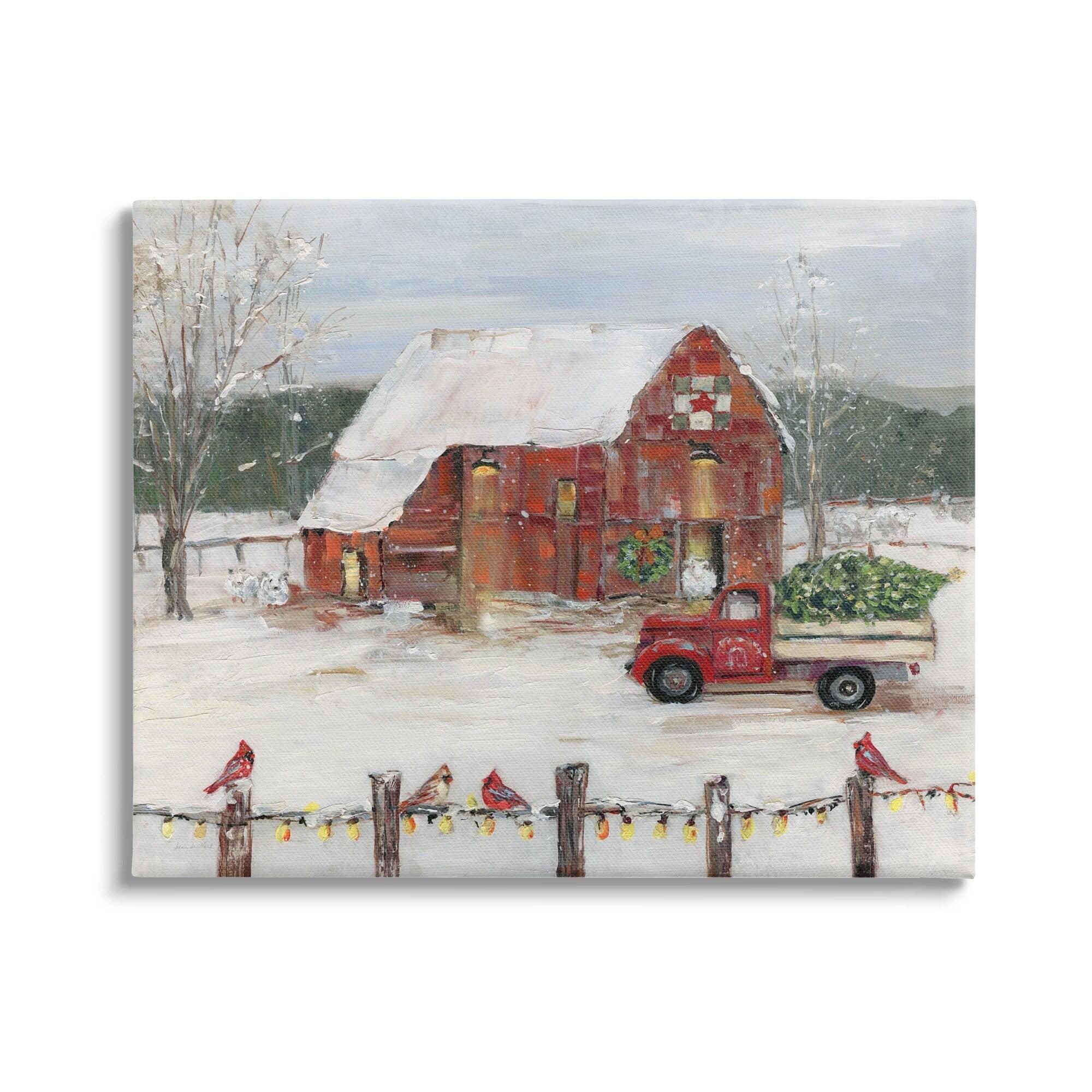 " Holiday Barn Winter Scene " Painting Print