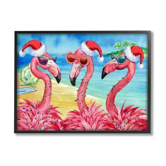 Stupell Industries " Holiday Lights Flamingos Beach " by Paul Brent