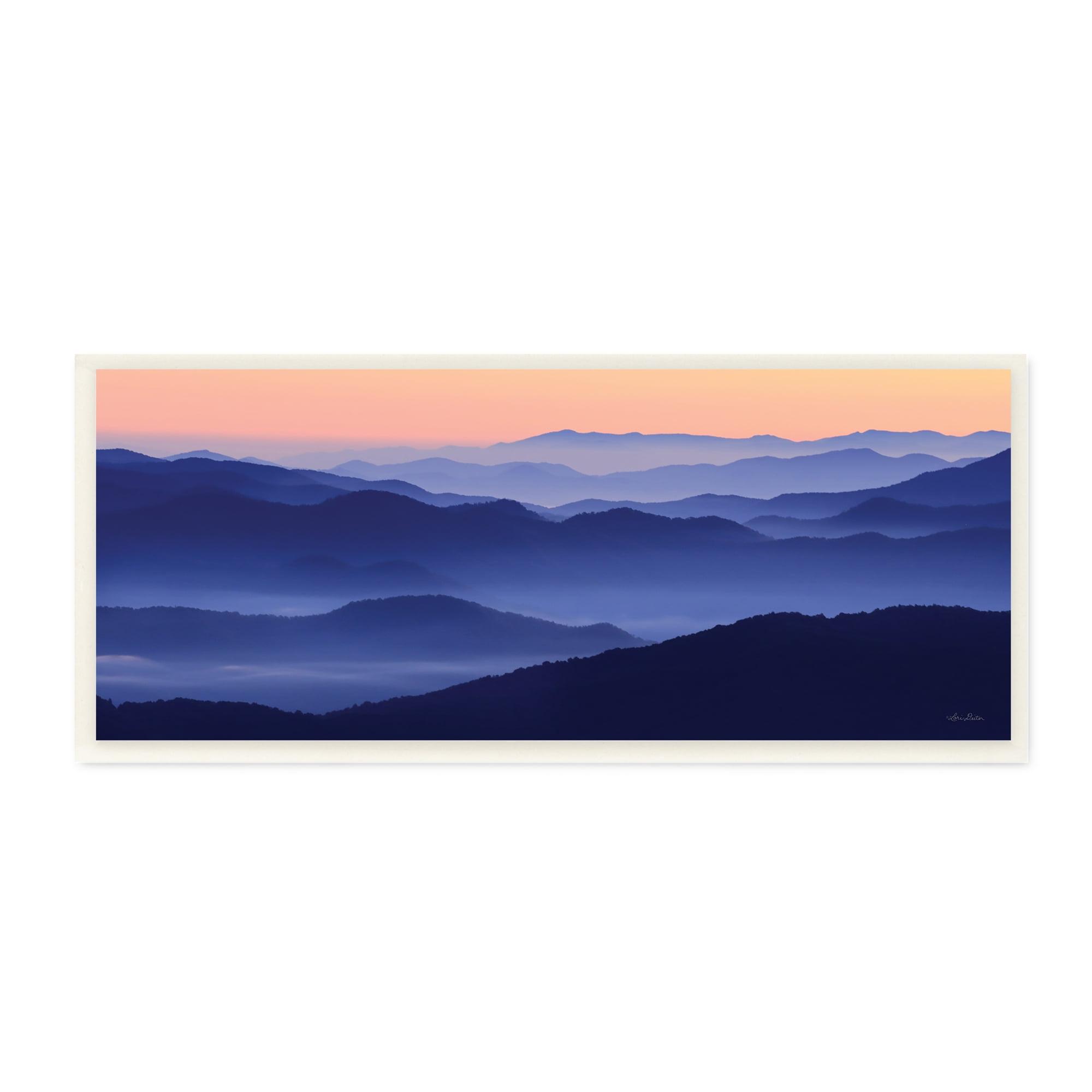 Layered Blue Mountain Peaks MDF Wood Wall Art