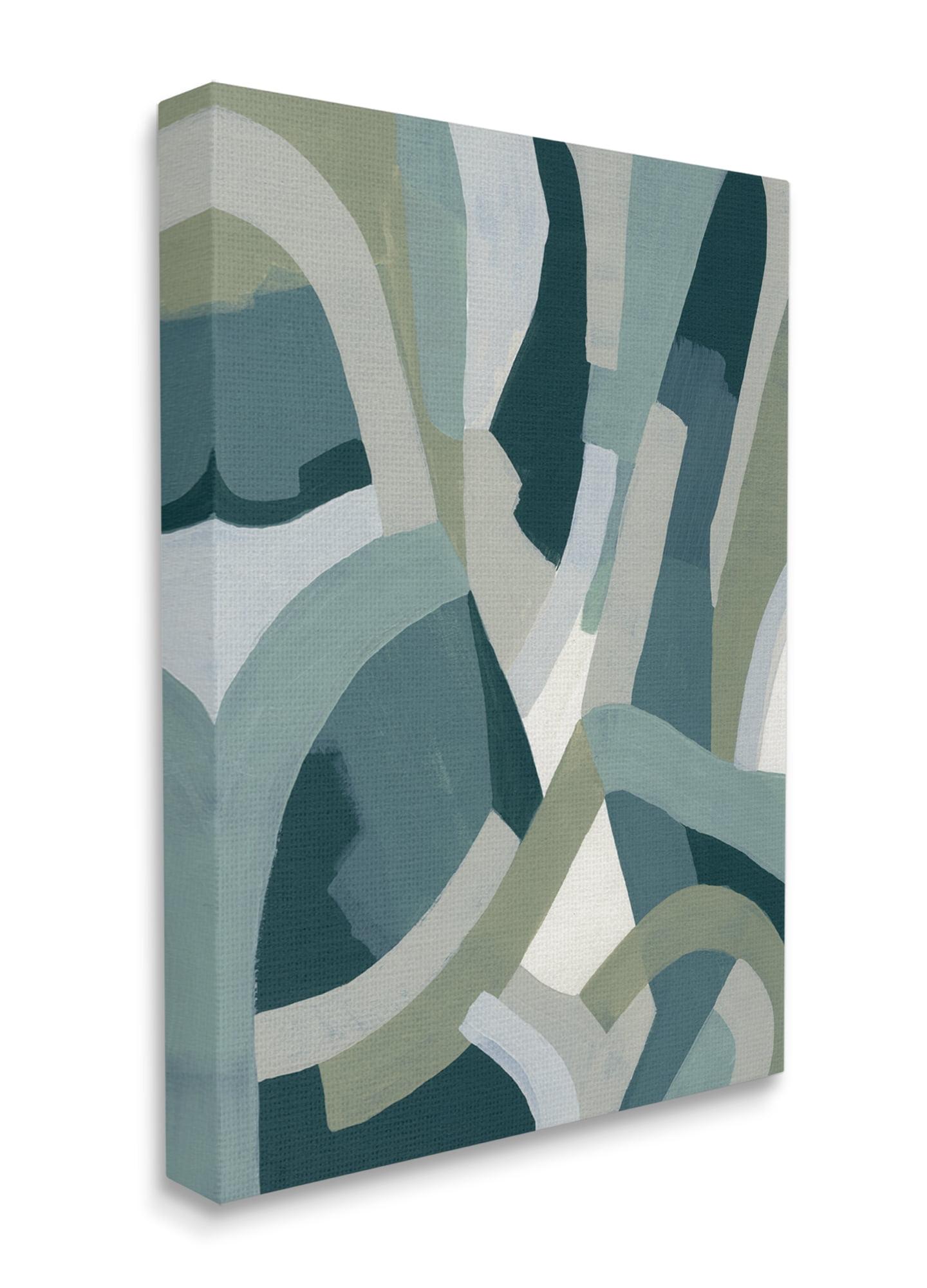 Stupell Industries Layered Curved Shapes Abstract Green Limestone Gallery Wrapped Canvas Wall Art, 16 x 20
