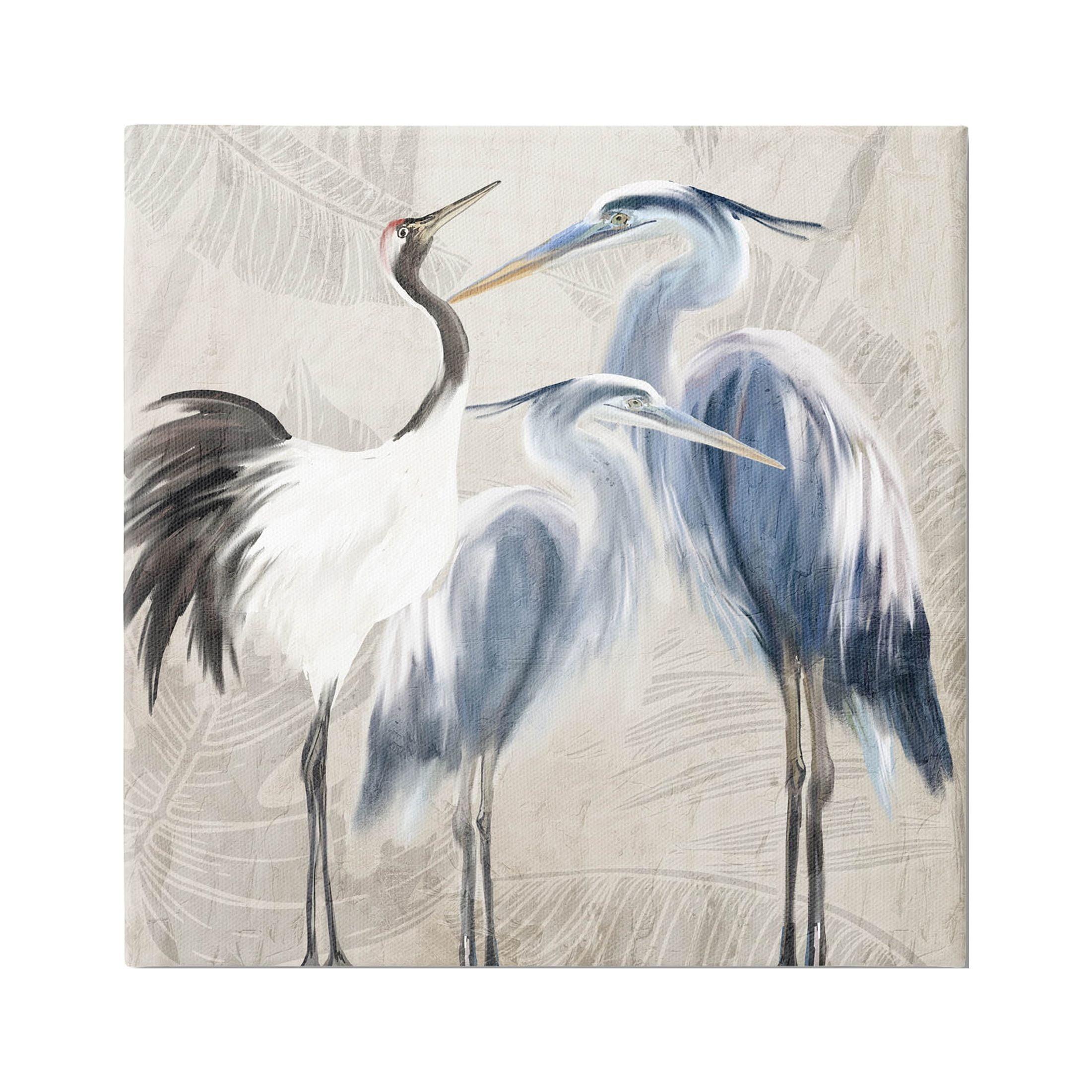 Stupell Industries " Leaf Patterned Crane Heron Birds " by Kim Allen Painting Print