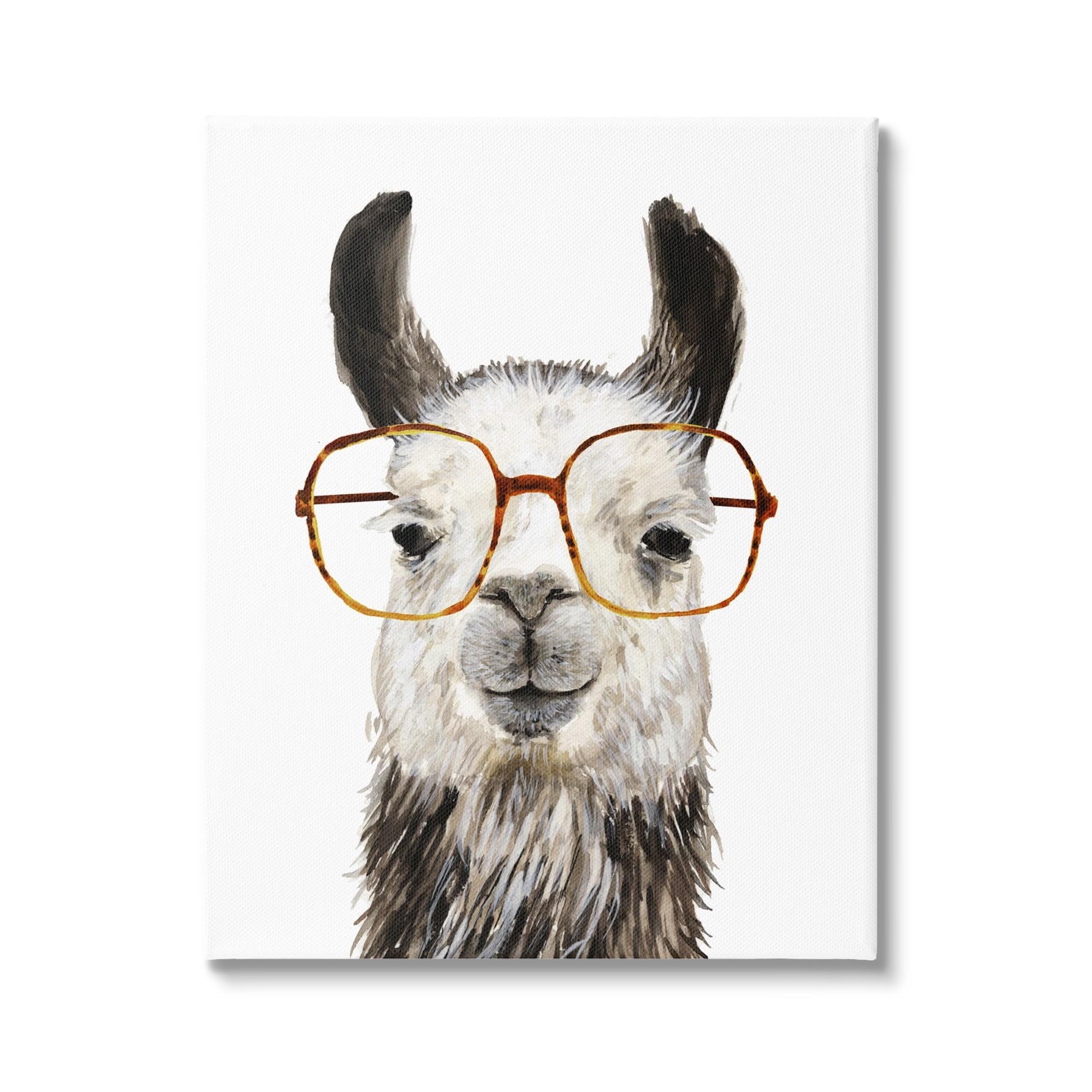 Stupell Industries Au-573-Canvas " Llama Farm Animal Eyeglasses " by Victoria Borges