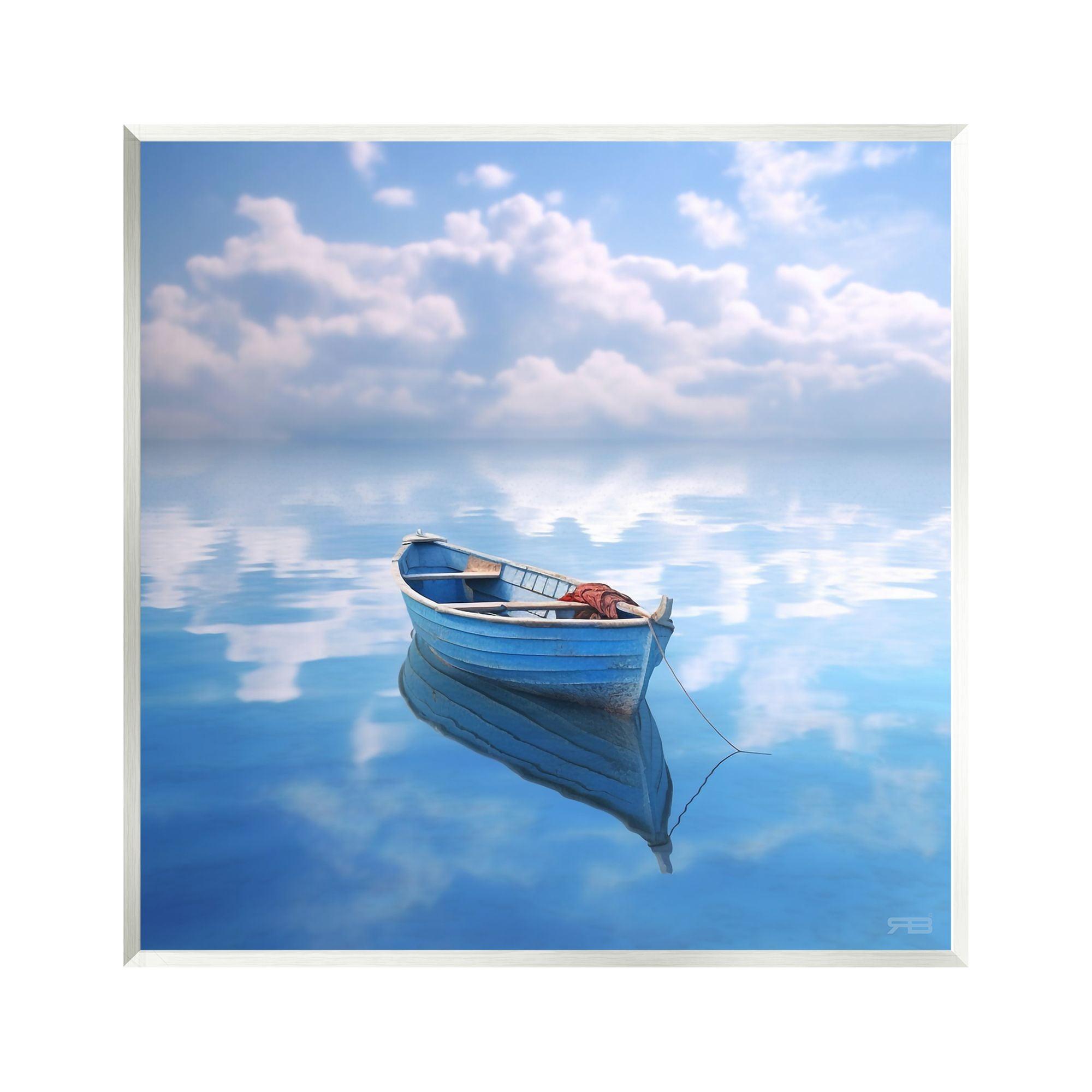 Stupell Industries Bb-420-Wood " Lone Boat On Cloudy Sea " by RB