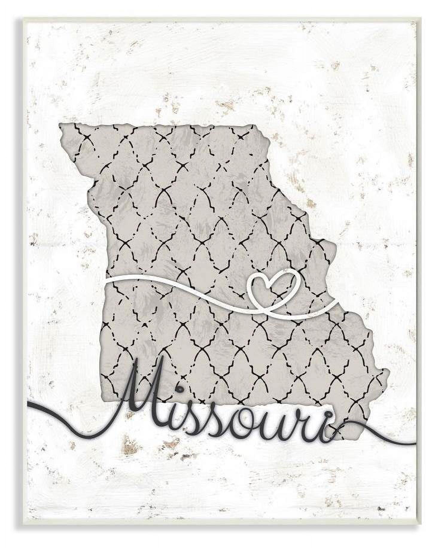 Stupell Industries Missouri Patterned Grey US State Design Wall Plaque by Ziwei Li