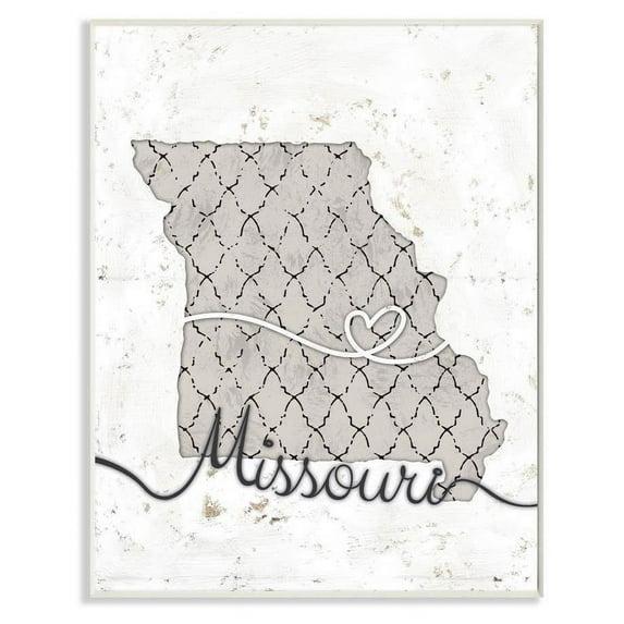Stupell Industries Missouri Patterned Grey US State Design Wall Plaque by Ziwei Li