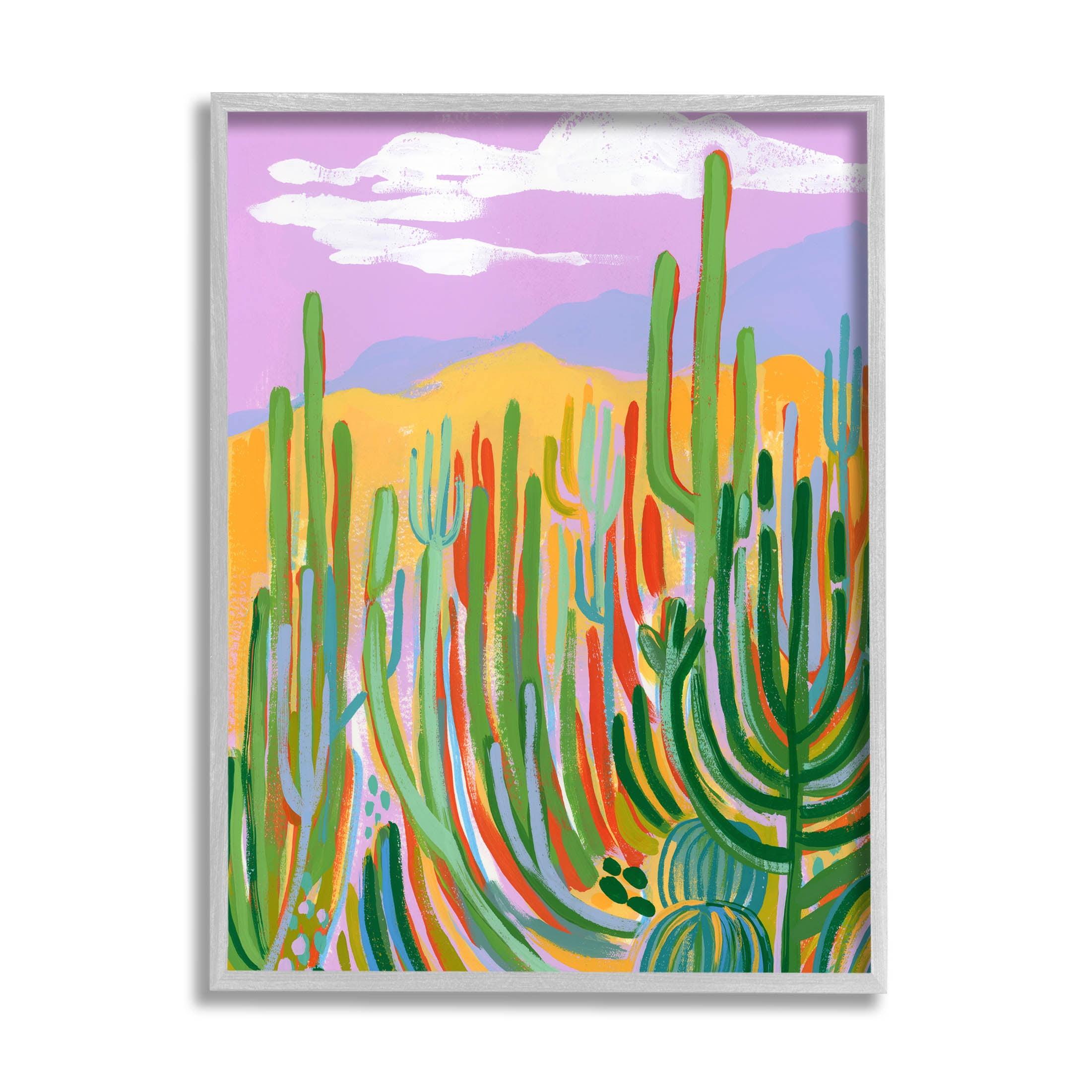 Modern Desert Scenery Cactus Plants Abstract Canvas Print