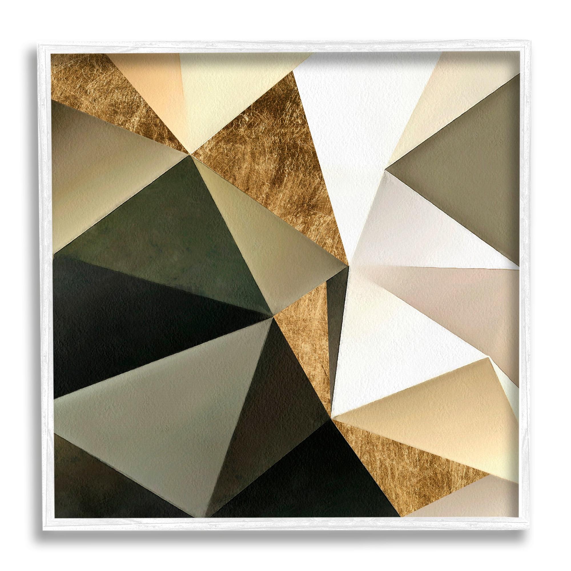 Modern Geometric Abstract Shapes Print with White Frame, 12 x 12