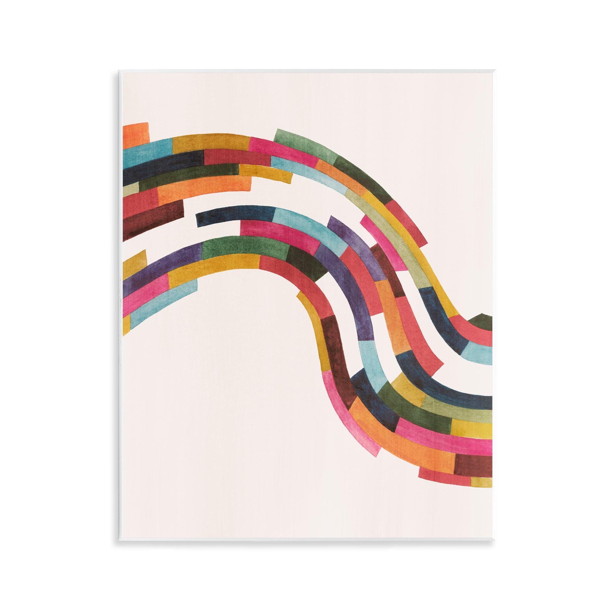 Modern Multicolor Geometric Wave Design MDF Wall Art, 11 x 14