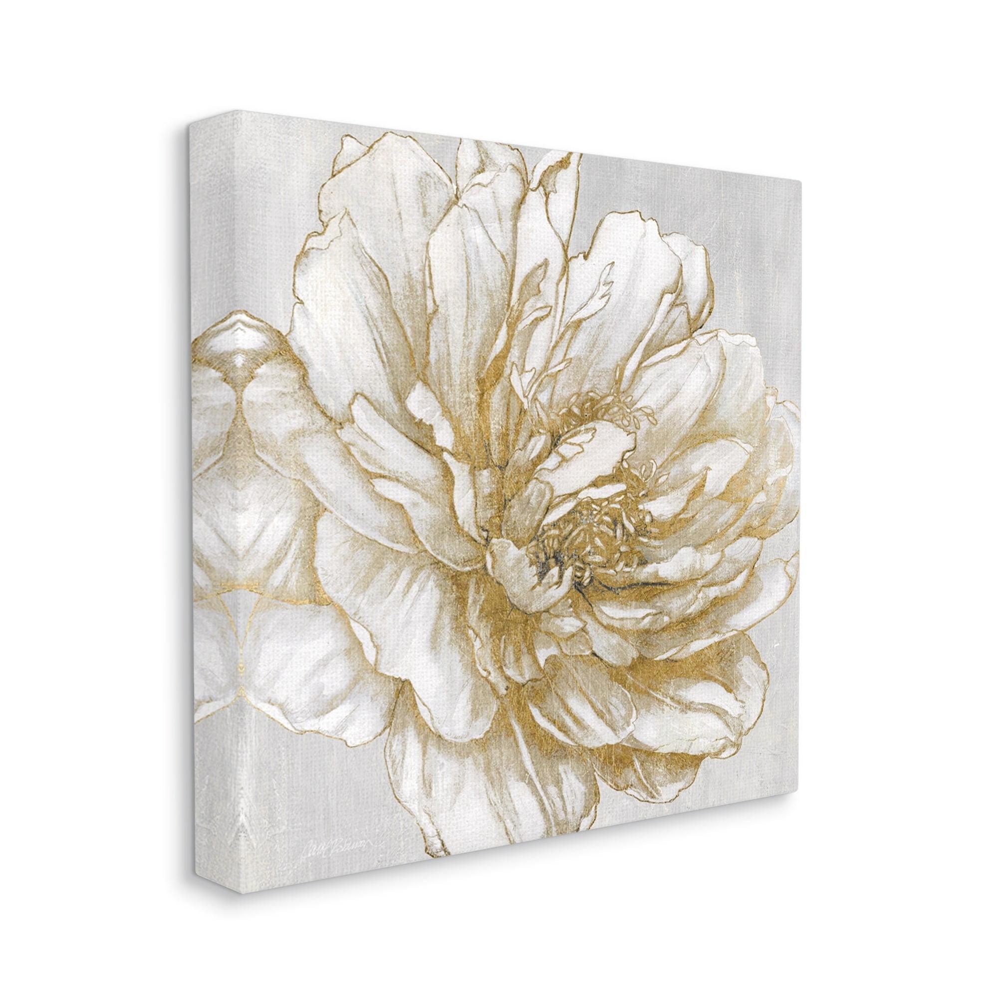 Stupell Industries Au-675-Canvas " Modern Glam White Flower Petals " by Carol Robinson Painting Print