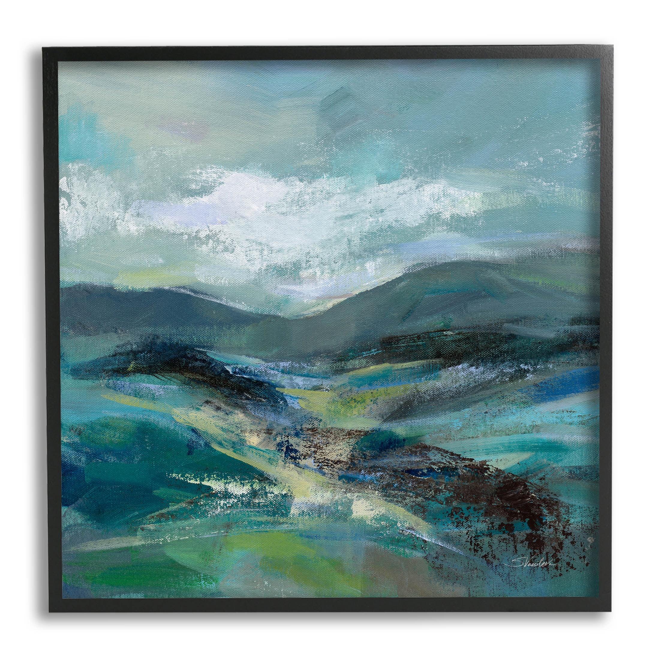 Modern Green Mountains Abstract Landscape Canvas Print