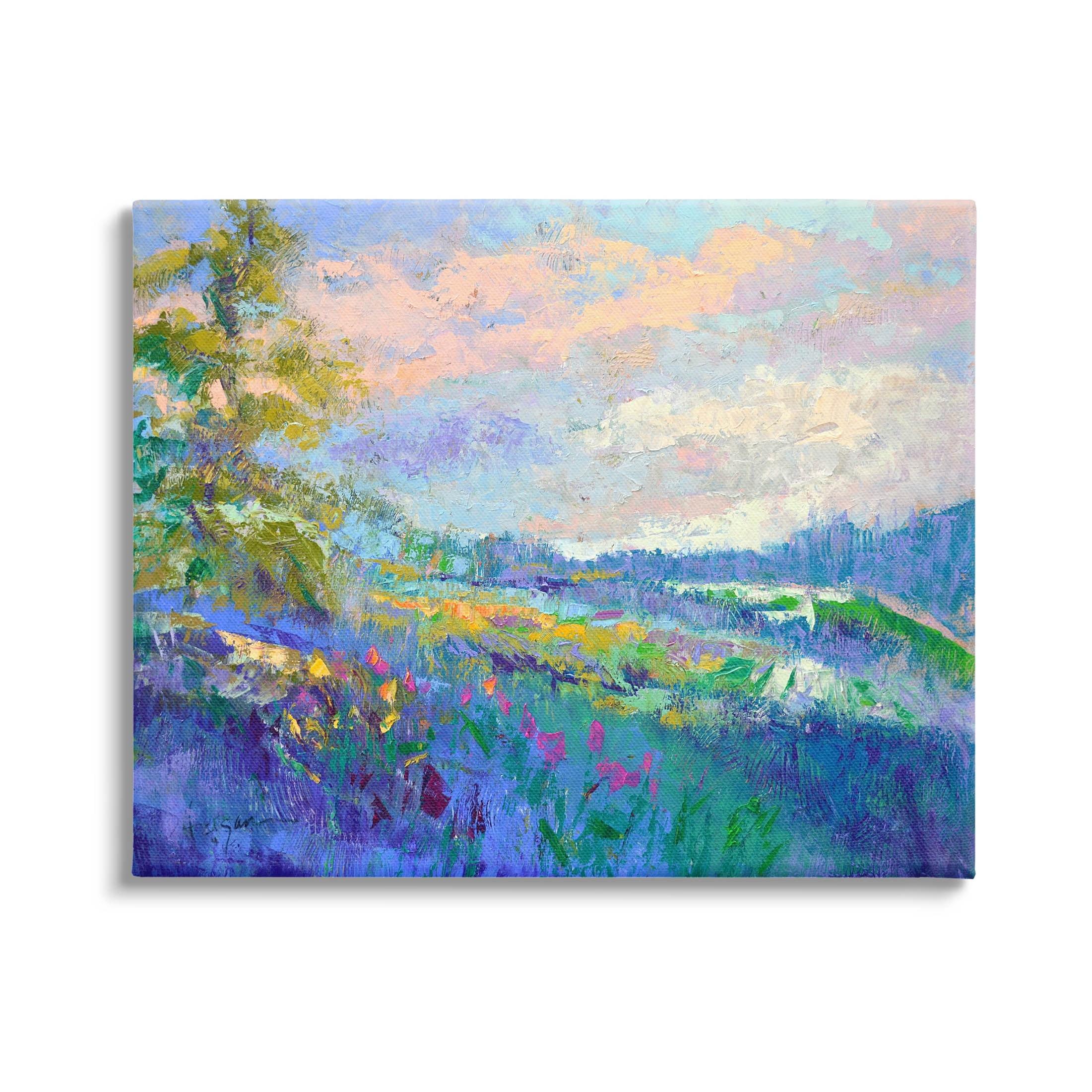 Modern Hill Woodland Landscape Canvas Print in Multicolor