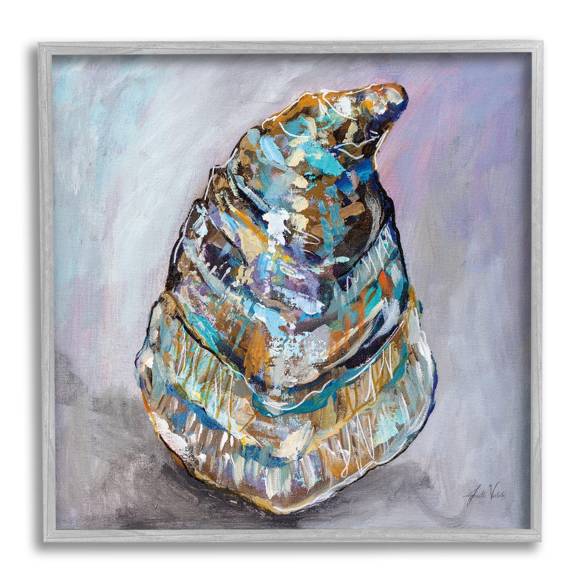 Gray Framed Abstract Animal Oyster Canvas Print, 24 x 24