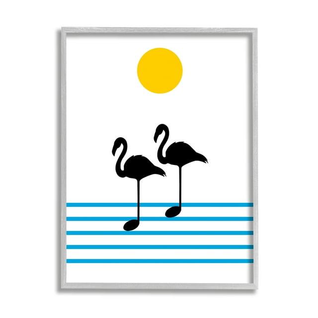 Stupell Industries " Morning Sound Flamingo Silhouettes Music Chart Abstraction " by Atelier Posters