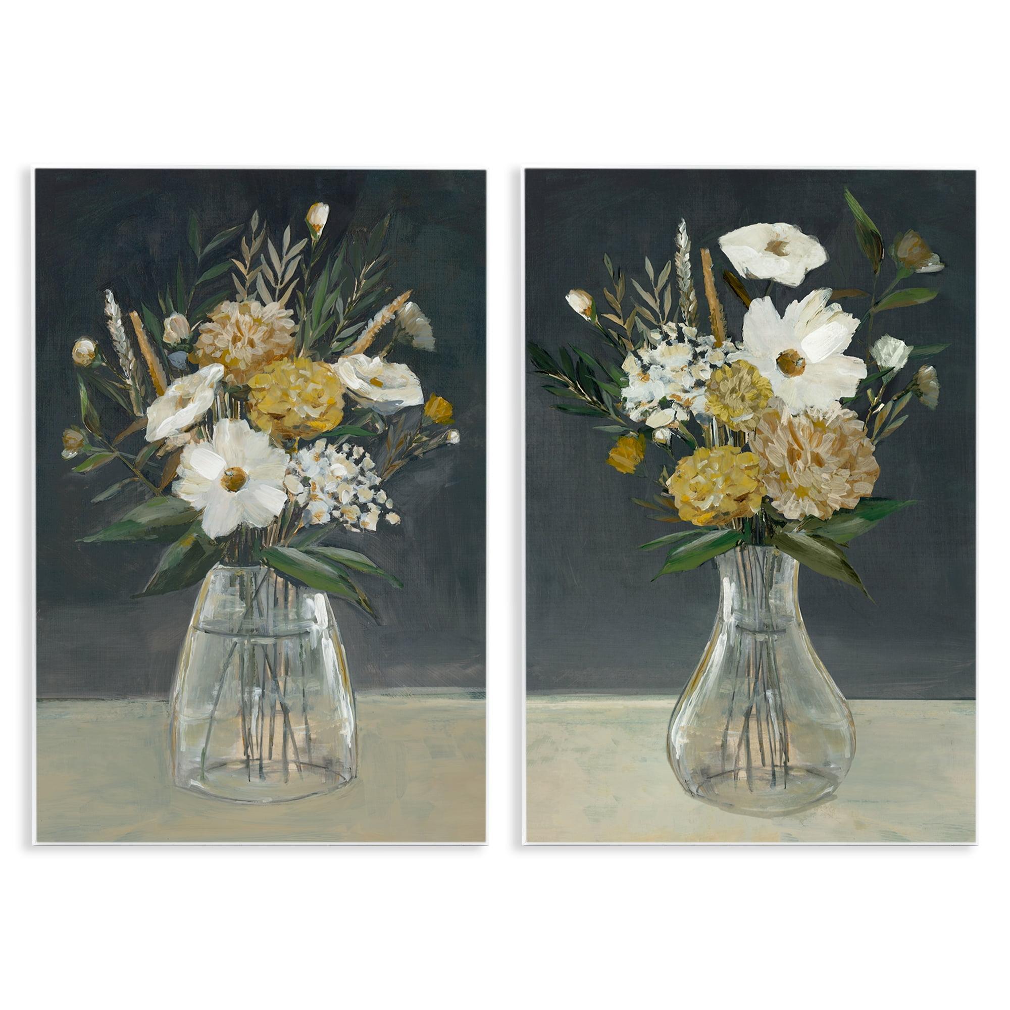 Stupell Industries Muted Bouquet Vases Plants & Flowers Painting Unframed Art Print Wall Art, 13 x 19, Set of 2