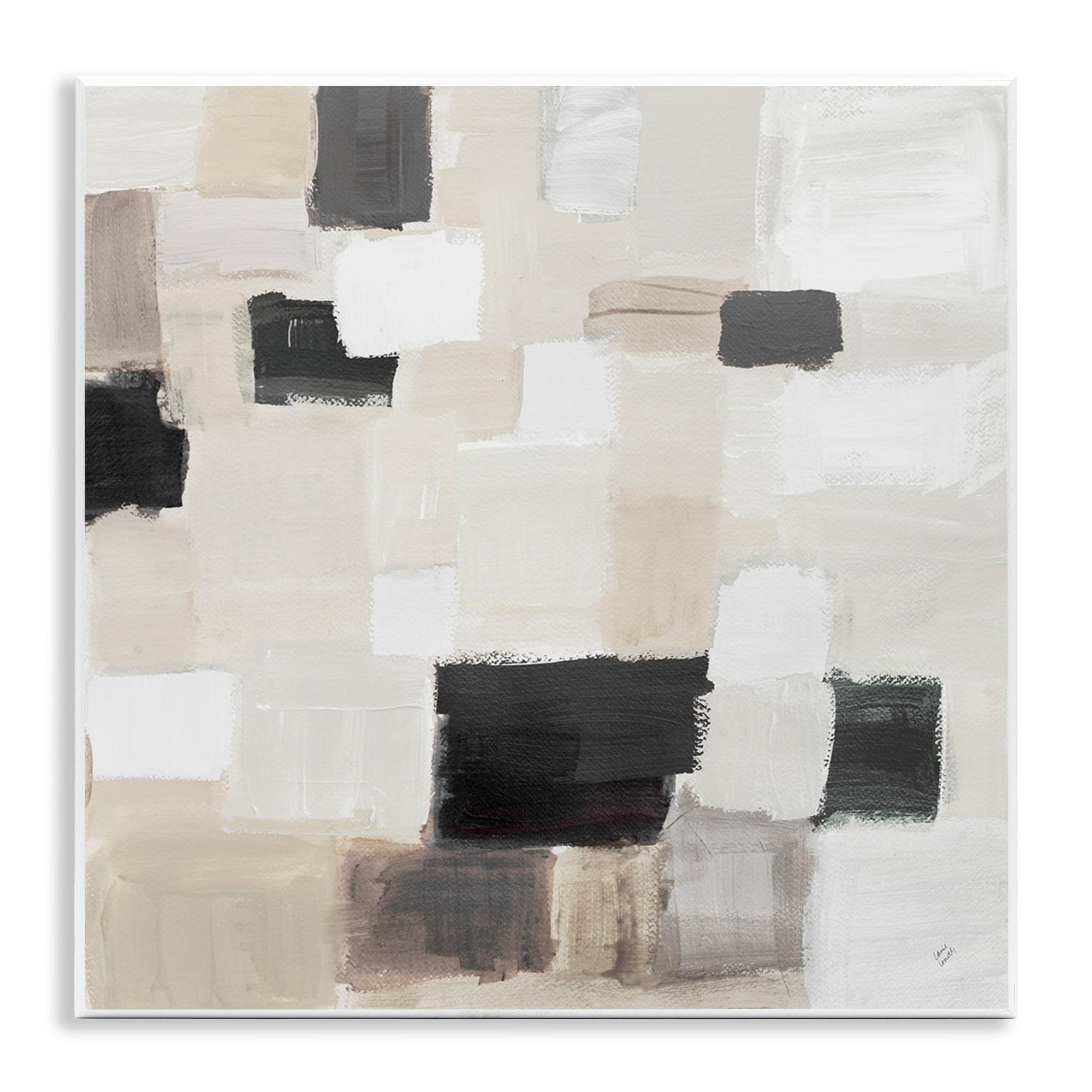 Stupell Industries Natural Square Patchwork Abstract Painting Unframed Art Print Wall Art, 12 x 12