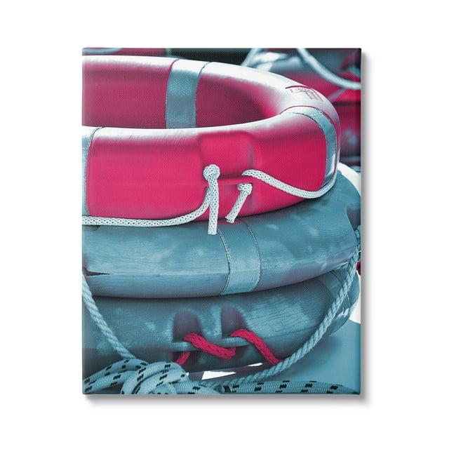 Stupell Industries Nautical Life Buoys Nature Photography Gallery Wrapped Canvas Art Print Wall Art, 16 x 20