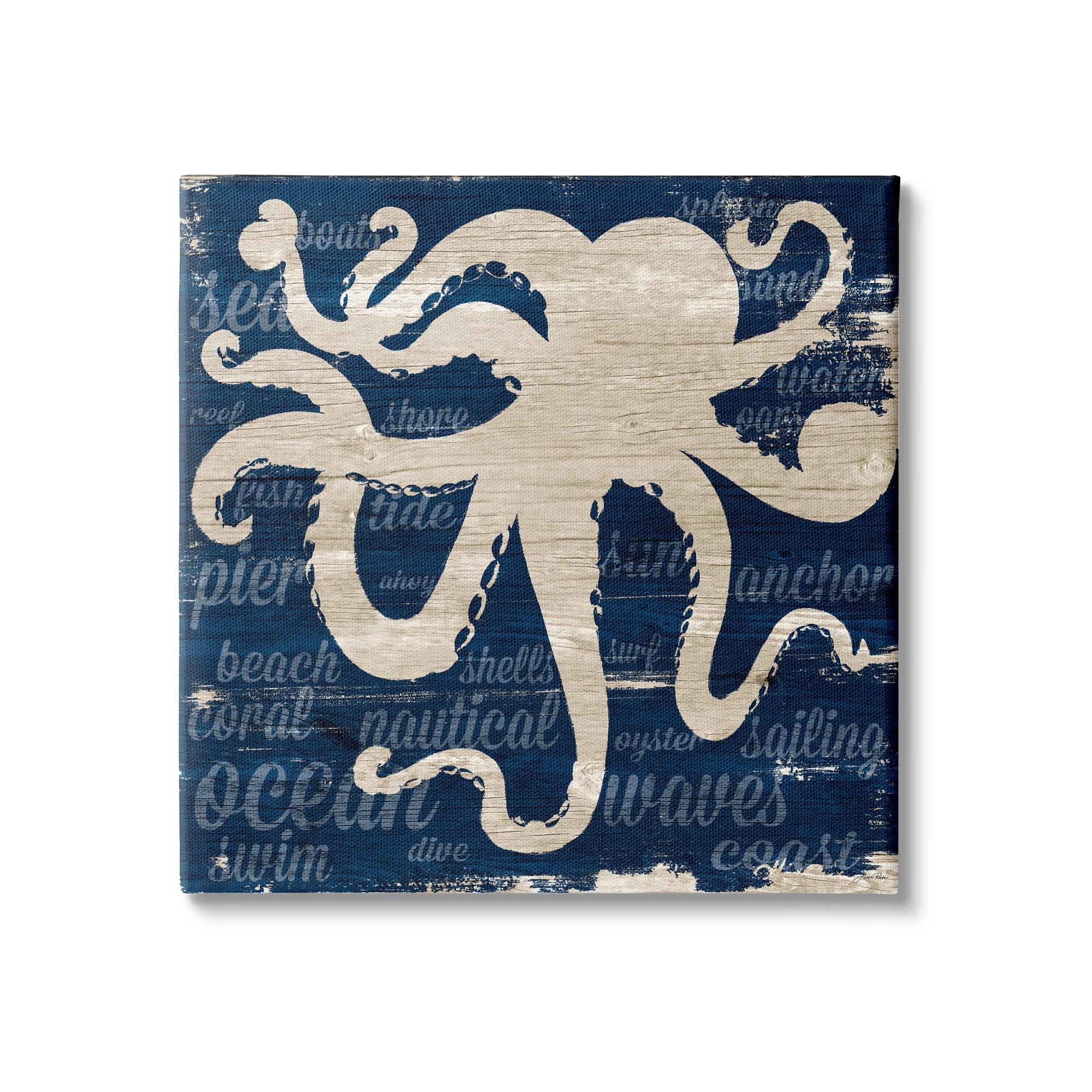 " Nautical Rustic Octopus Aquatic Animal Beach Fun Phrases " by Gina Ritter