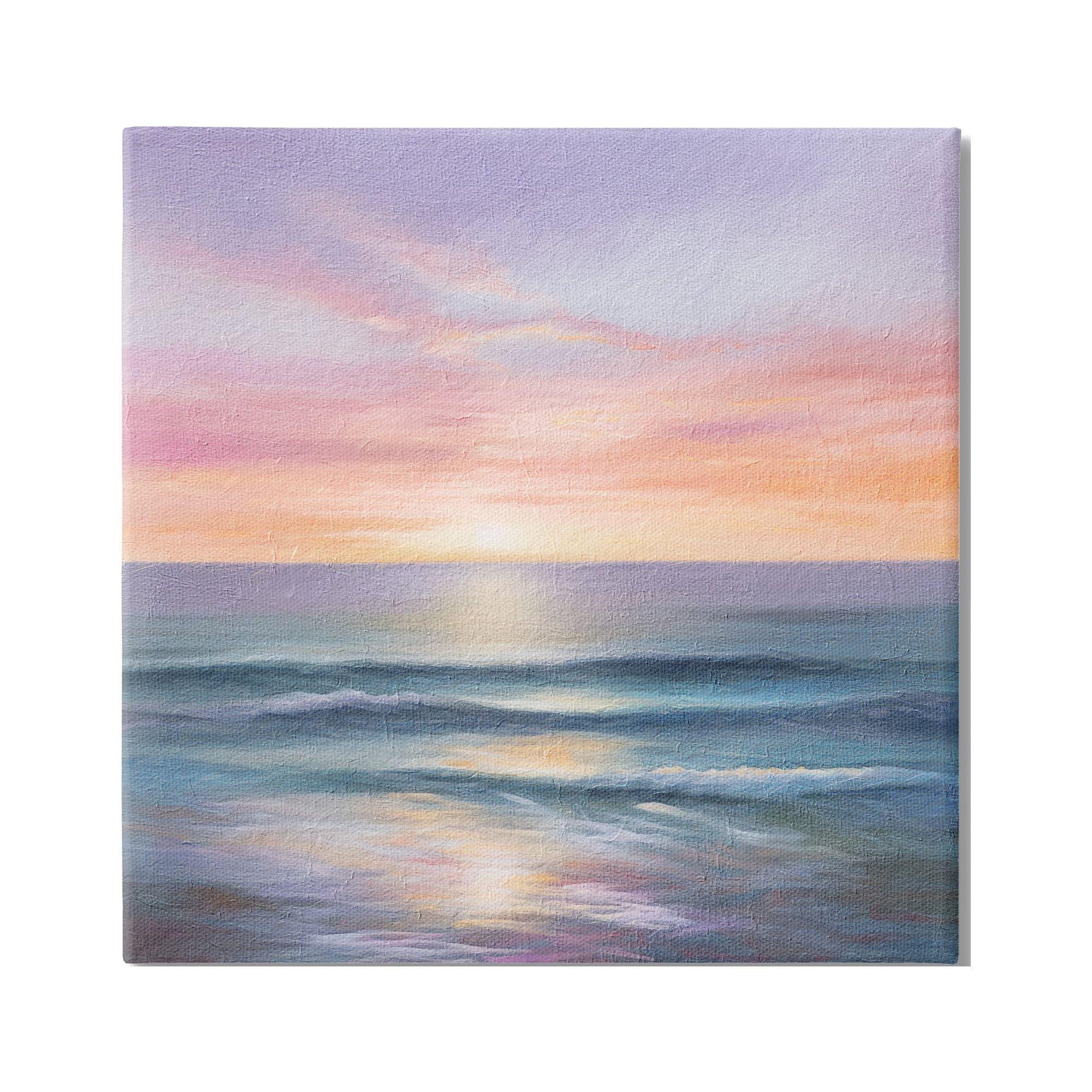 Stupell Industries Ocean Sunrise Painting Nature Painting Gallery Wrapped Canvas Print Wall Art, 24 x 24