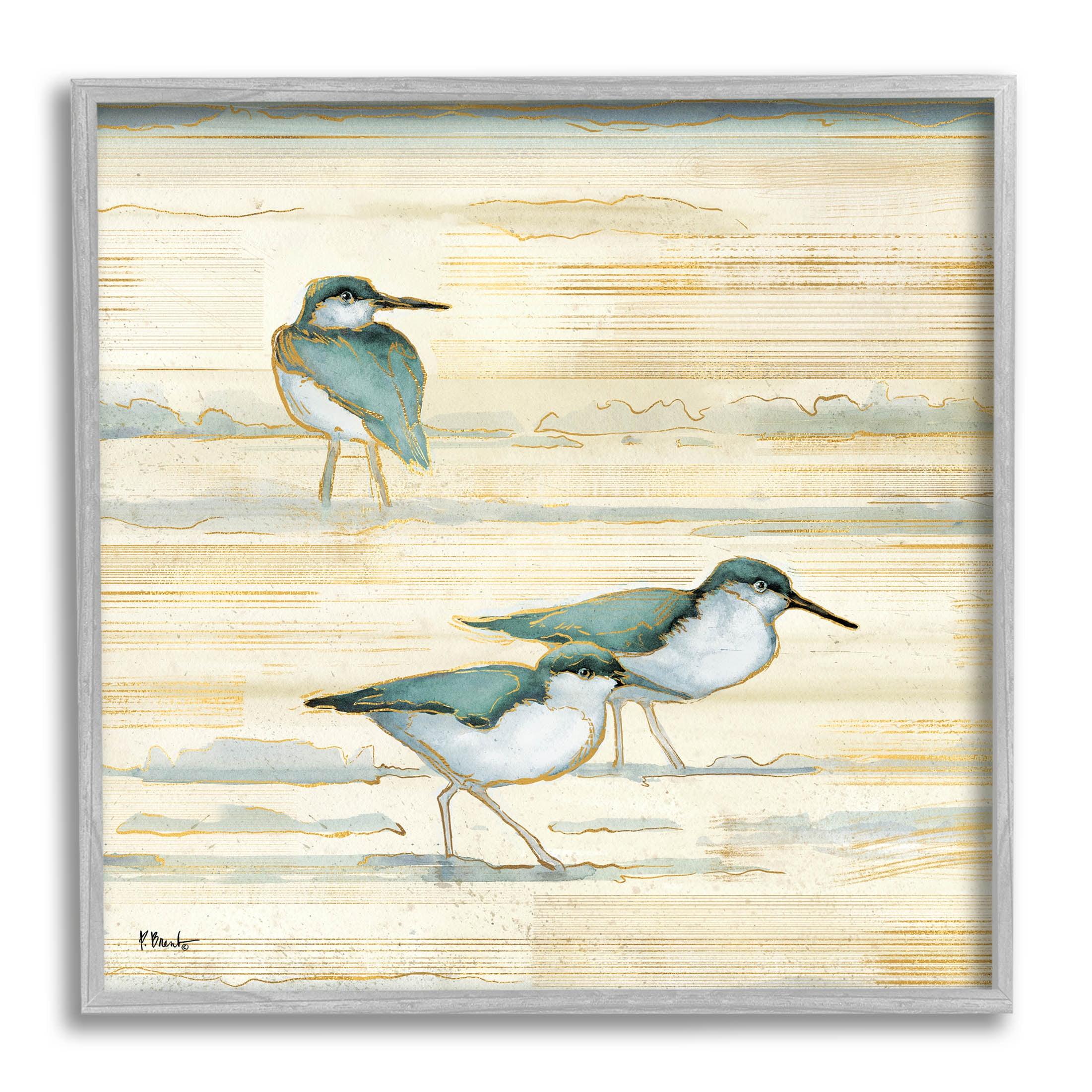 Stupell Industries Oceanside Sandpipers Beach Birds, 17" x 17"