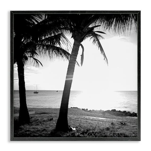 Stupell Industries Palm Tree Silhouettes Coastal Photography Black Framed Art Print Wall Art, 17 x 17