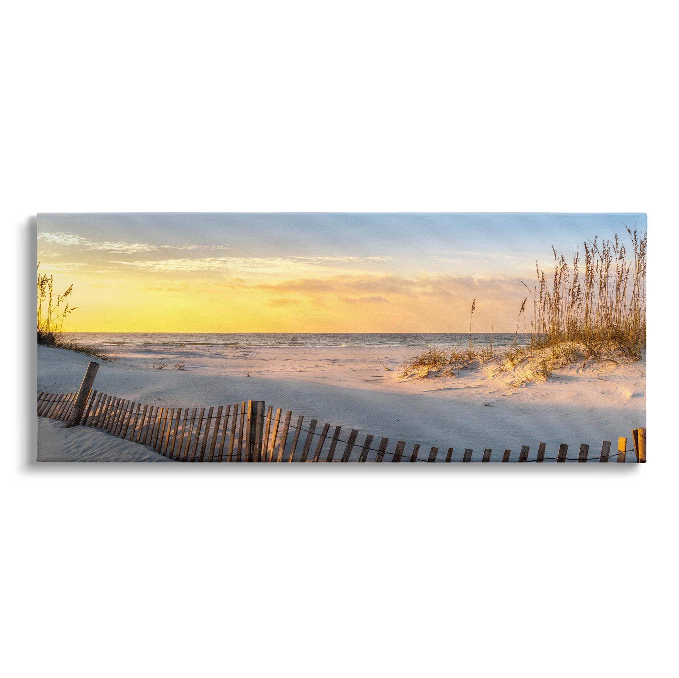 Panoramic Coastal Beach Sunrise Canvas Wall Art, 30 x 13 in