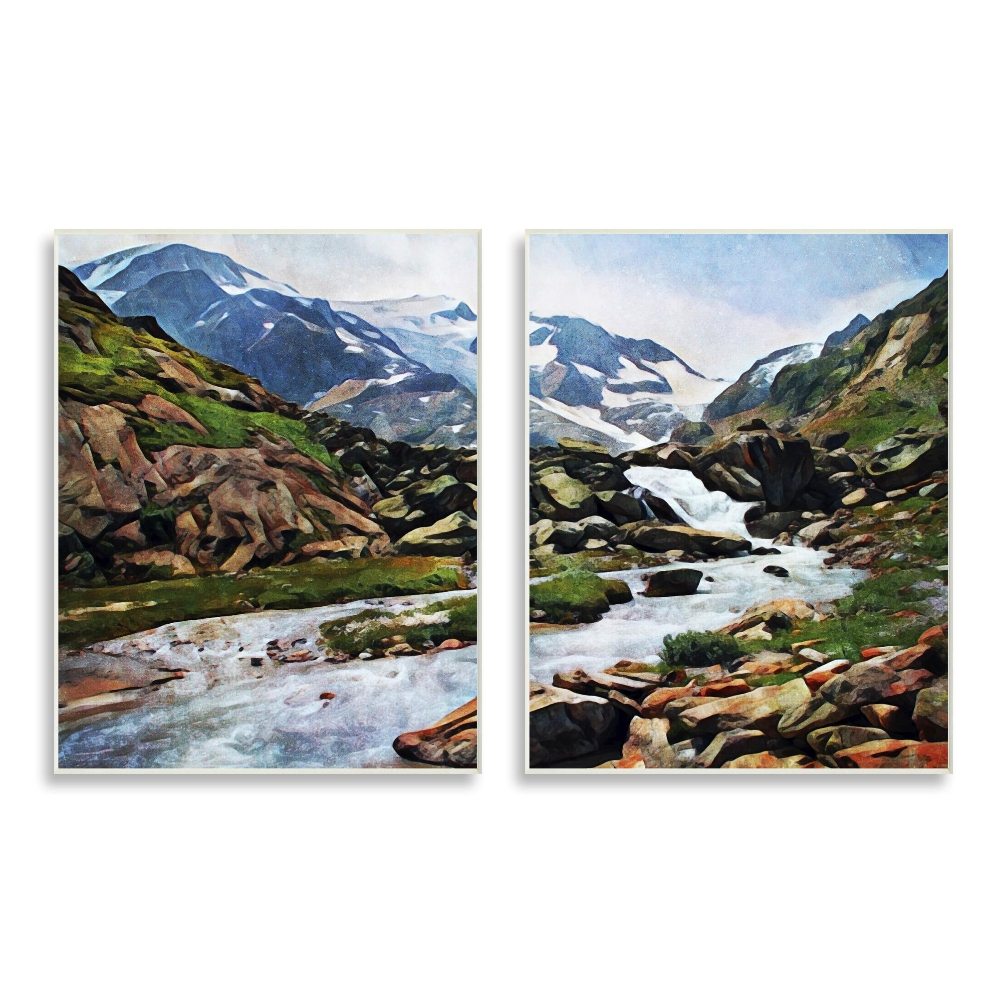 Peaceful Rocky Mountains Water Landscape 2-Piece Wall Plaque Set