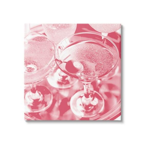Stupell Industries Pink Glam Cocktails Food & Beverage Painting Gallery Wrapped Canvas Art Print Wall Art, 17 x 17