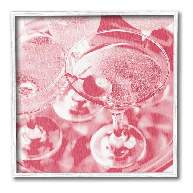 Stupell Industries Pink Glam Cocktails Food & Beverage Painting White Framed Art Print Wall Art, 12 x 12