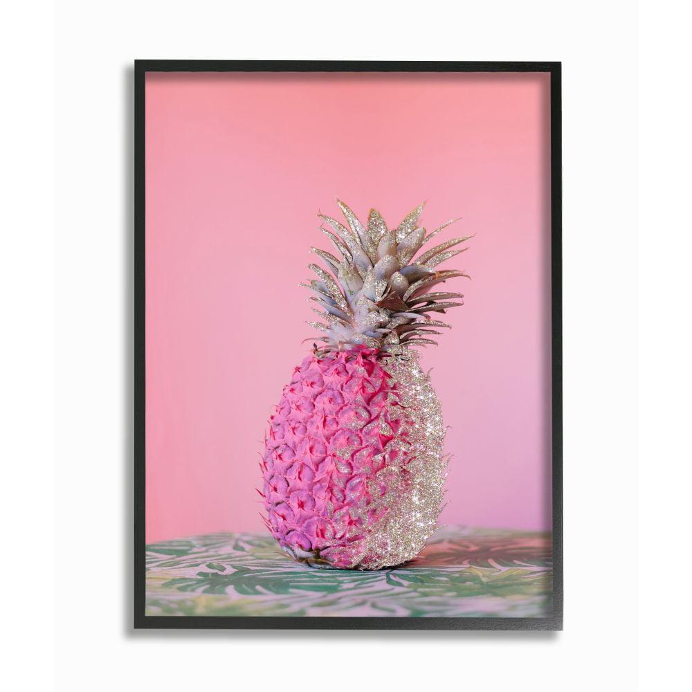 Stupell Industries " Pink Glam Glitter Pineapple On Greenery Cloth " by Ziwei Li