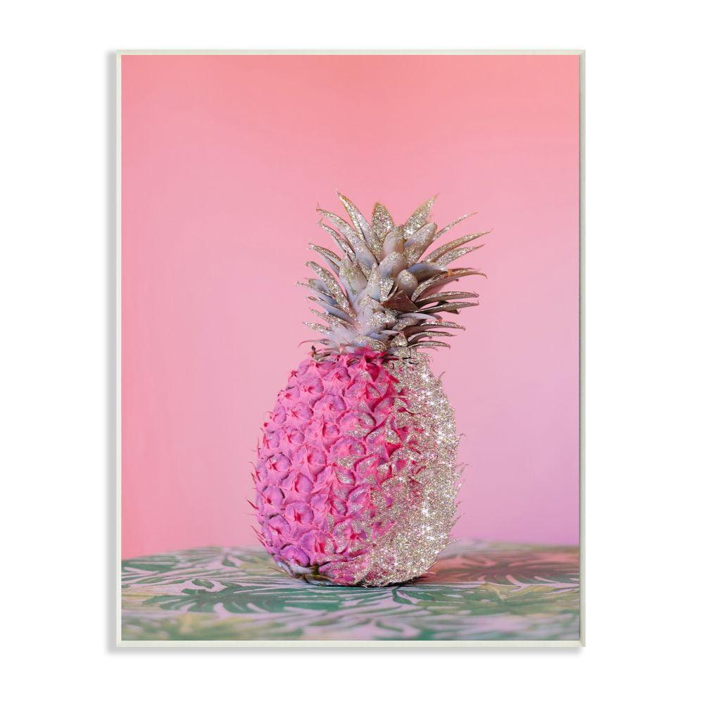 Stupell Industries " Pink Glam Glitter Pineapple On Greenery Cloth " by Ziwei Li