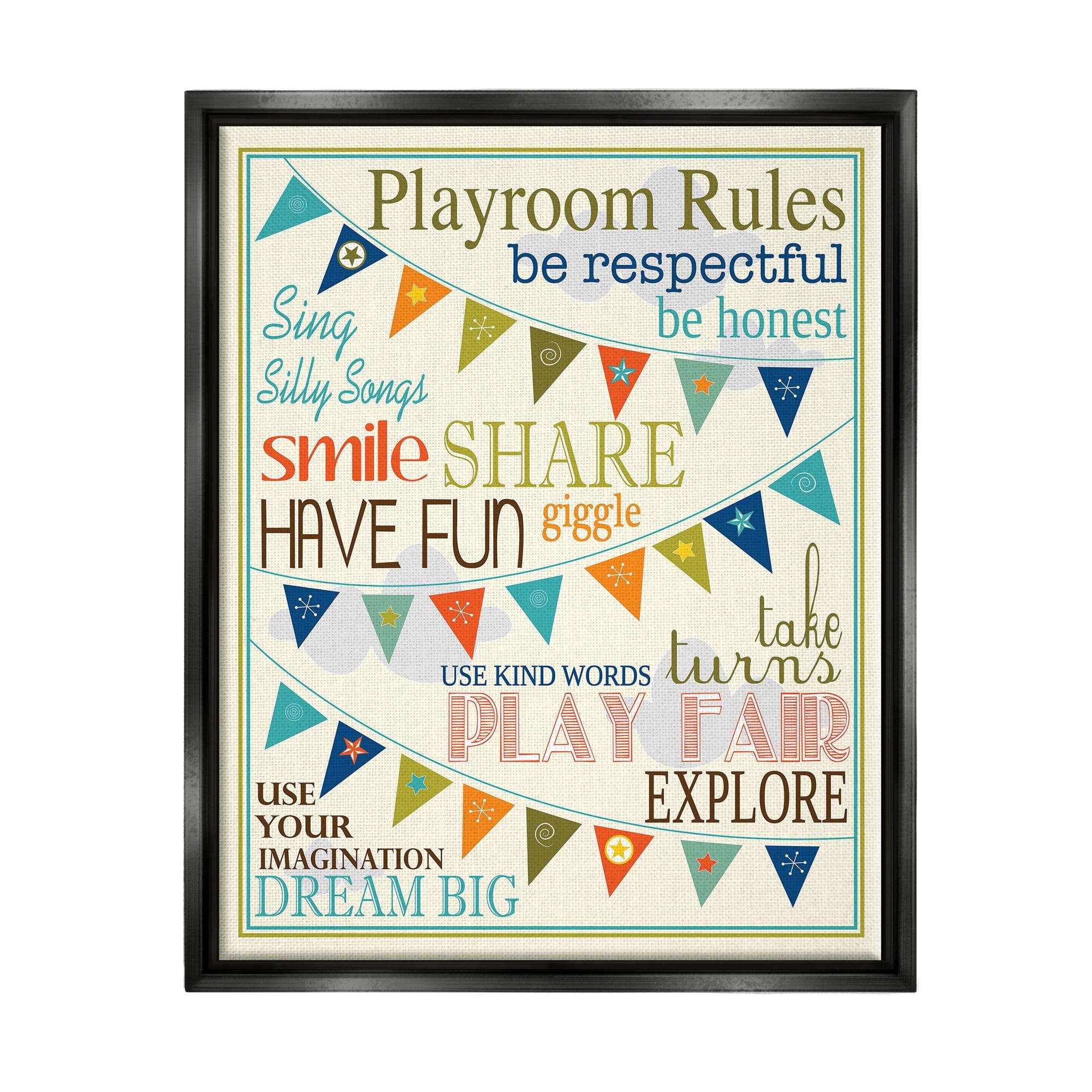 Stupell Industries " Playroom Rules With Pennants " by Finny And Zook Painting Print