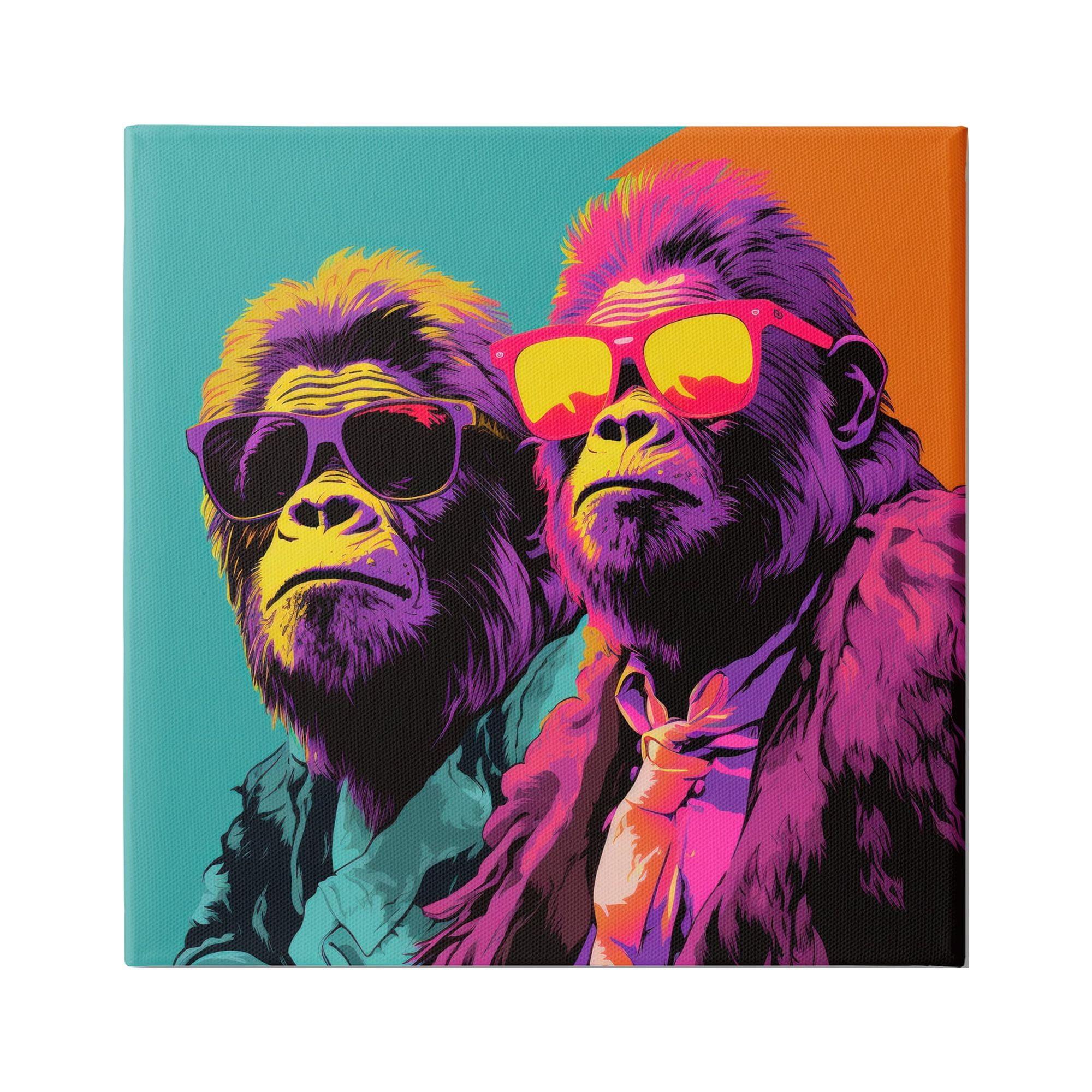 Stupell Industries Pop Style Gorilla Duo Animals & Insects Painting Gallery Wrapped Canvas Art Print Wall Art, 17 x 17
