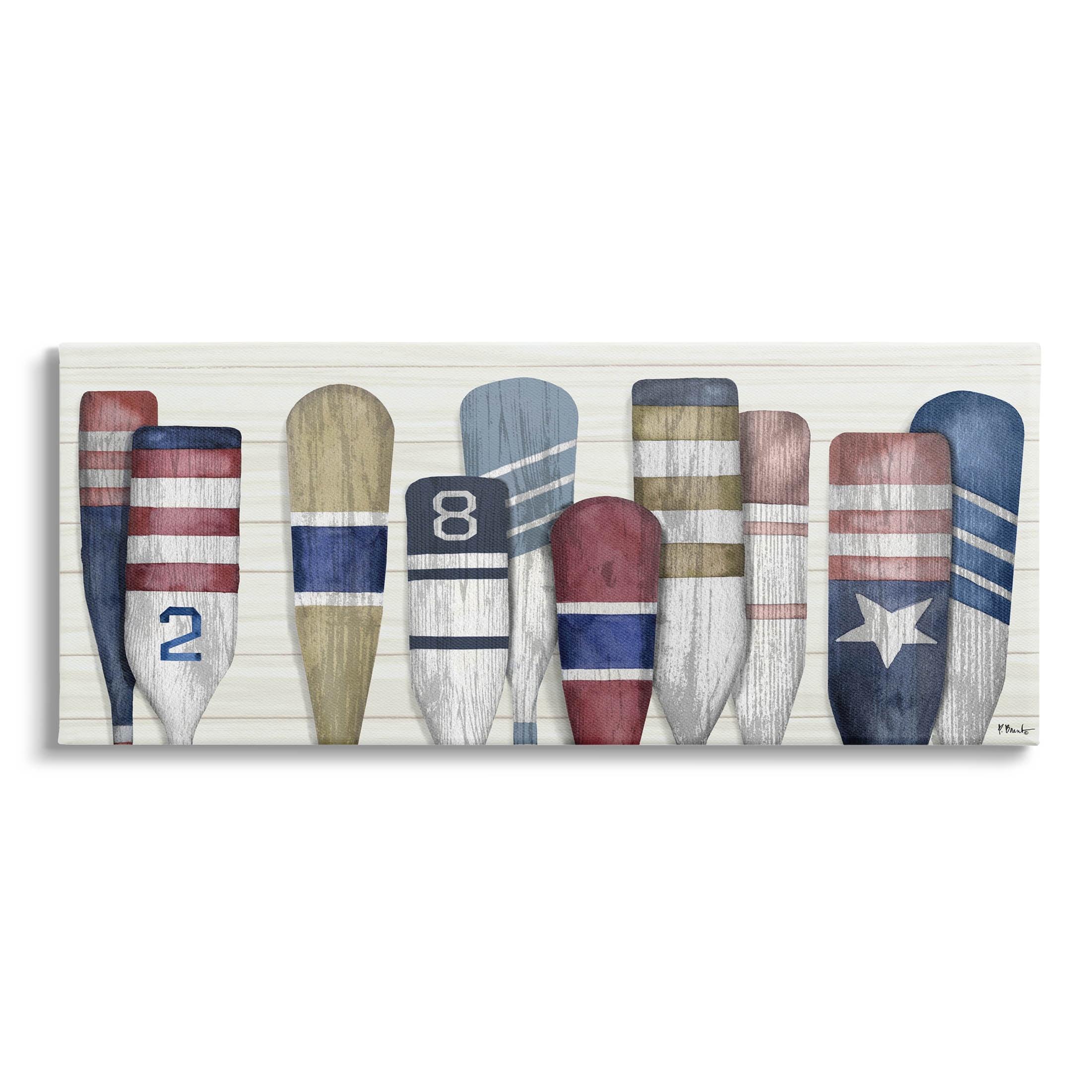 Stupell Industries Port Oars Vintage Americana Patterns Canvas Wall Art, 13 x 30