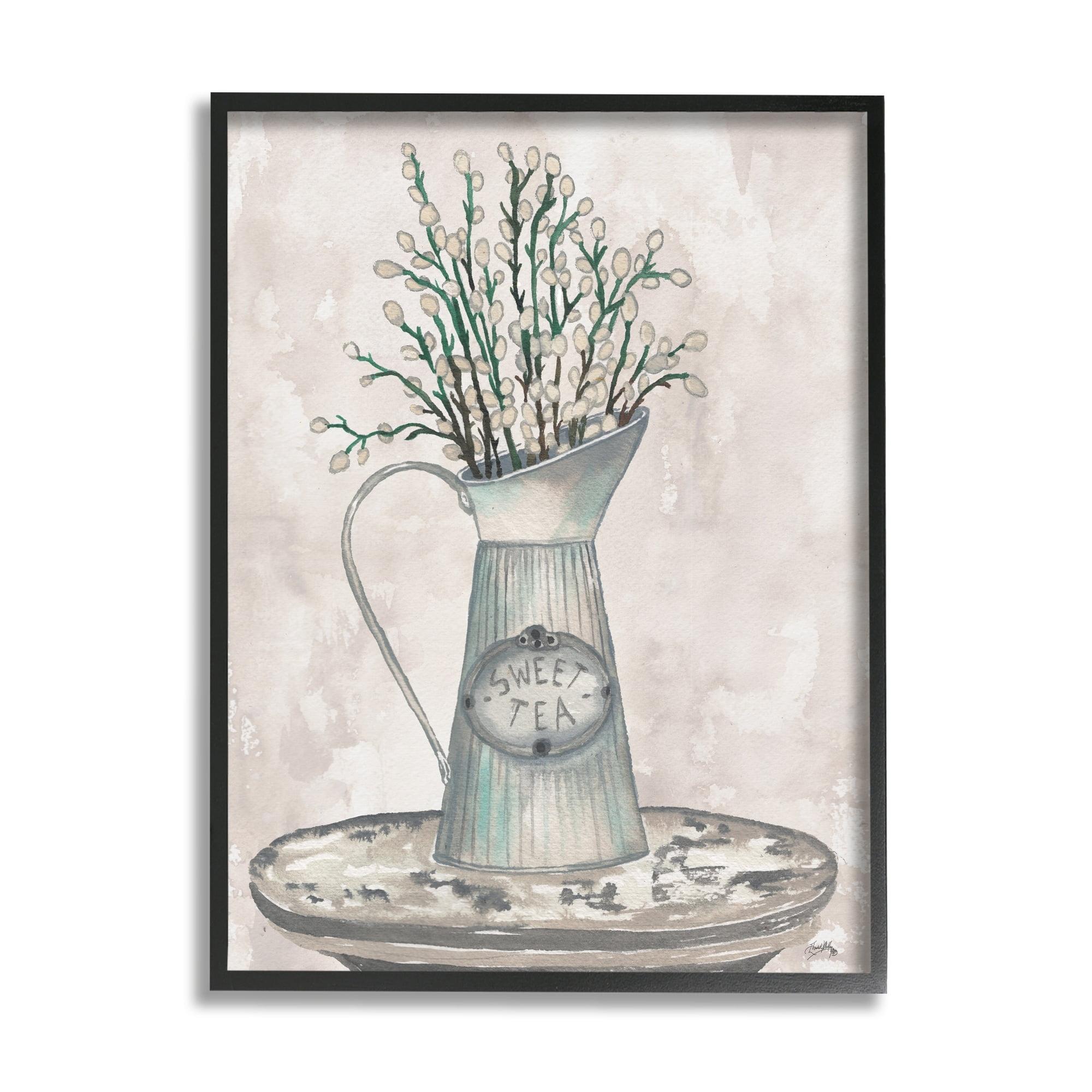Stupell Industries " Pussy Willow Botanicals Sweet Tea Country Jar " by Elizabeth Medley