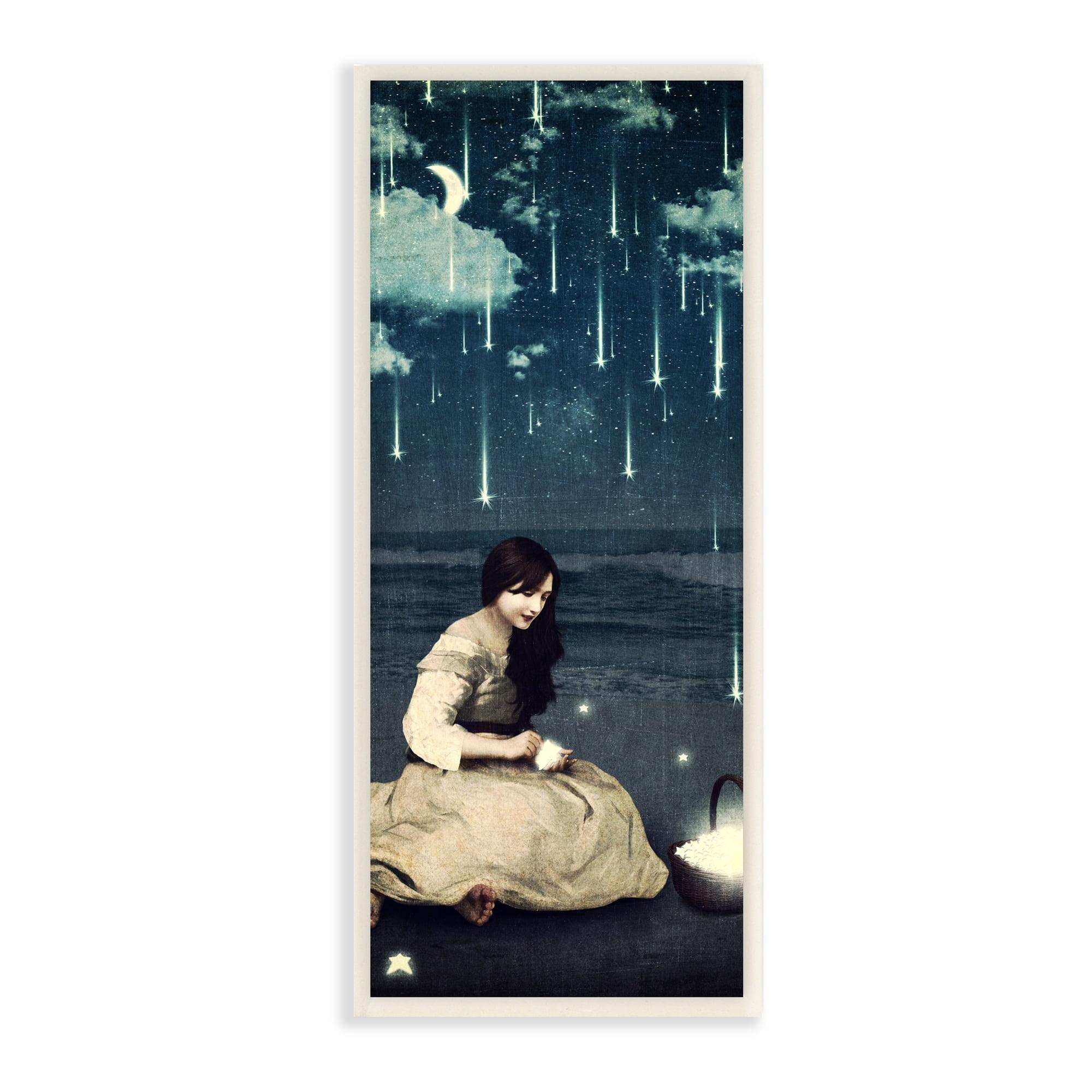 Stupell Industries Raining Meteorites Stars Nighttime Moon Woman Scene Paula Belle Flores | Wayfair