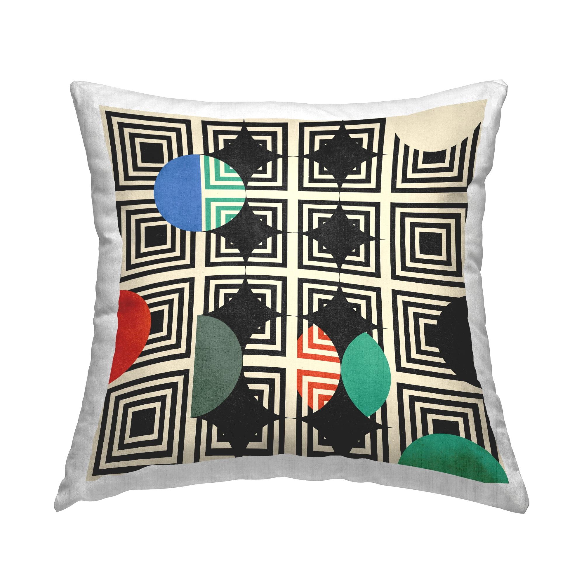 Retro Geometric Multicolor Square Throw Pillow