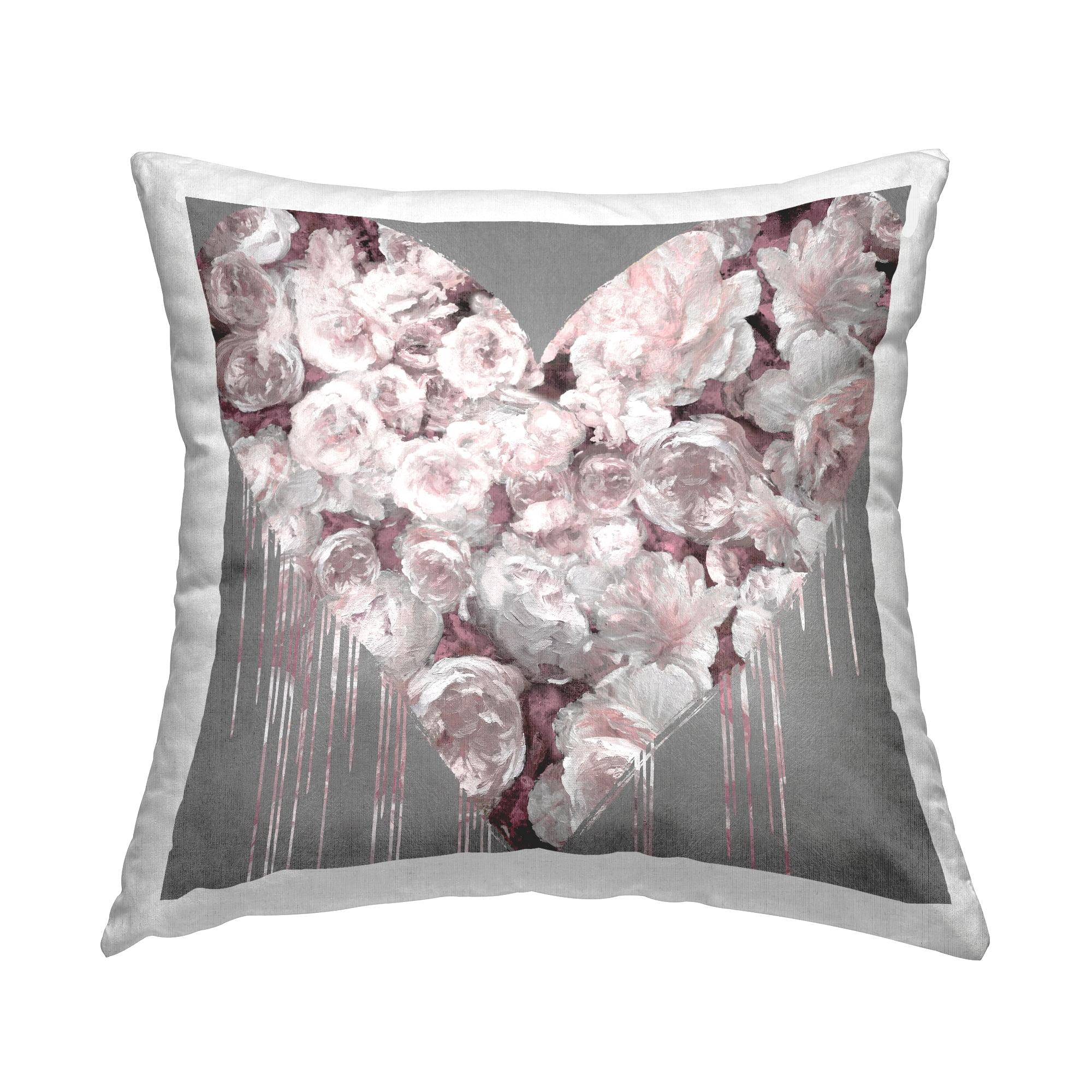 Romantic Pink Roses Heart Design Square Throw Pillow