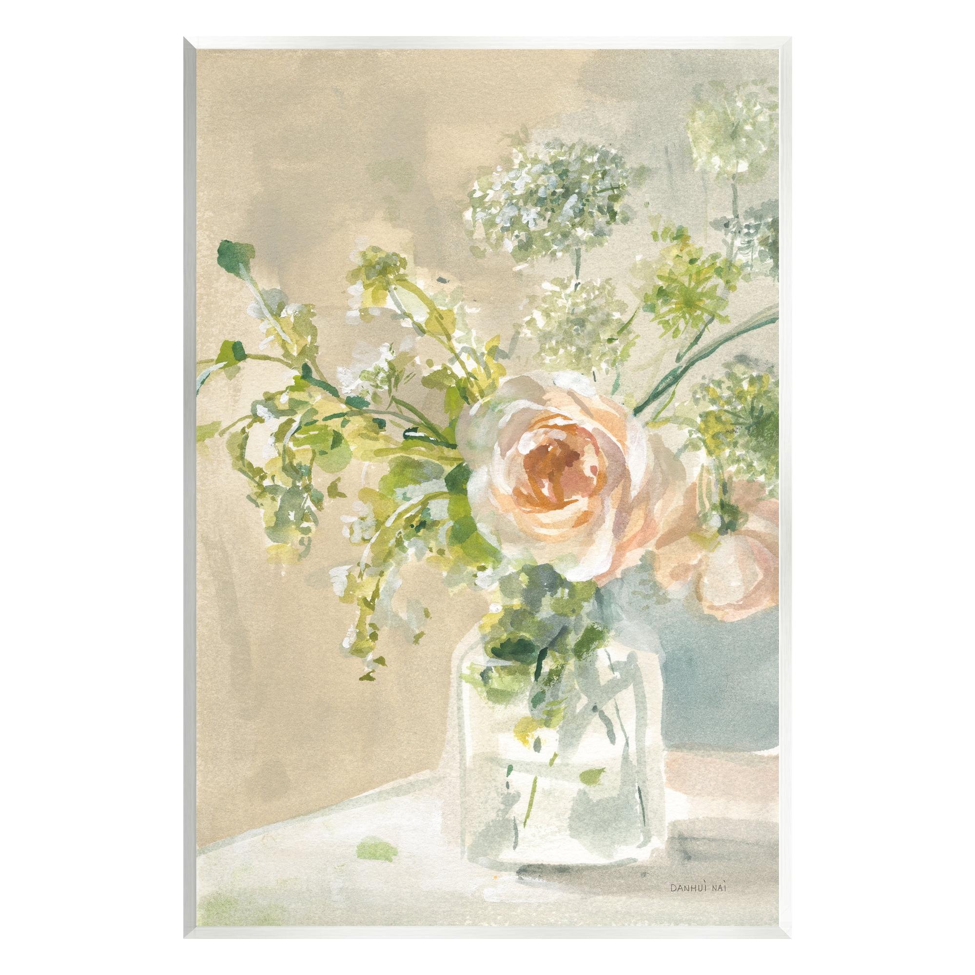 Stupell Industries Rose Bouquet Painting Botanical & Floral Painting Unframed Art Print Wall Art, 13 x 19
