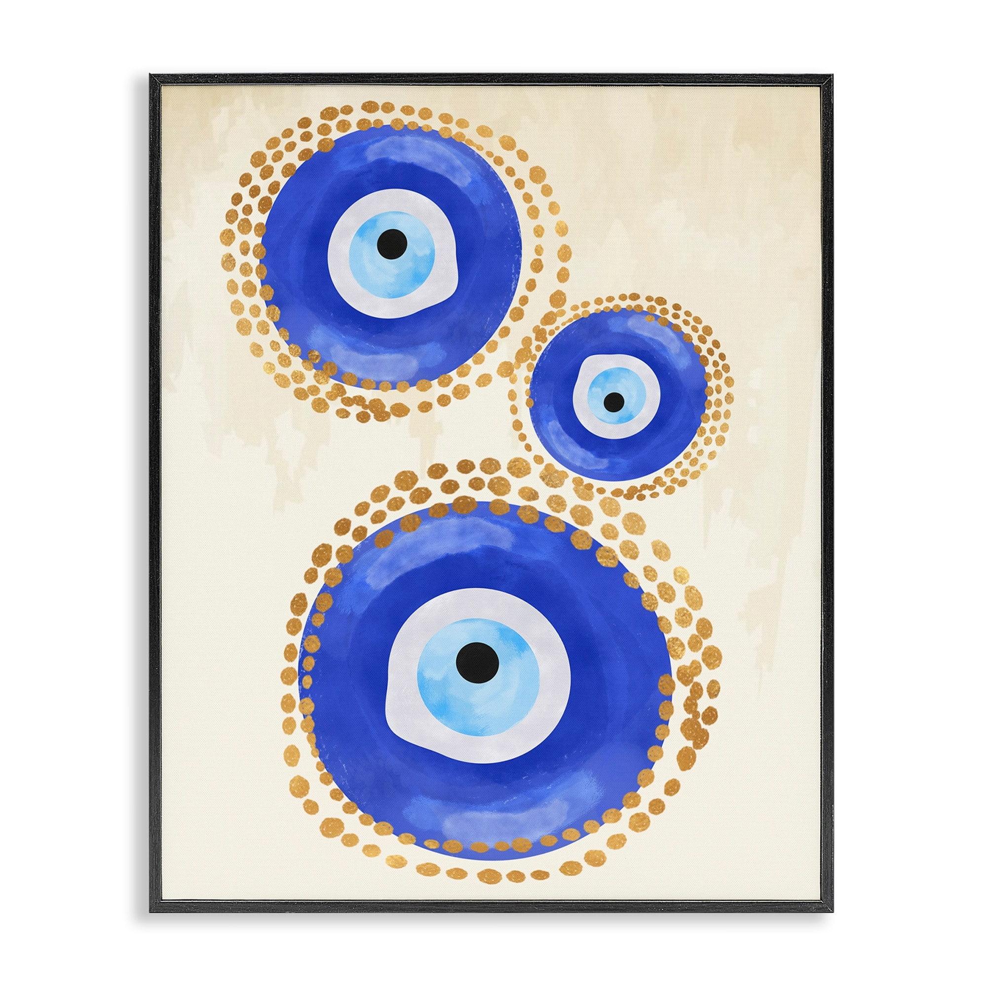 Stupell Industries " Round Blue Evil Eye Pattern Lustrous Dotted Detail " by Two Smart Blondes Painting Print