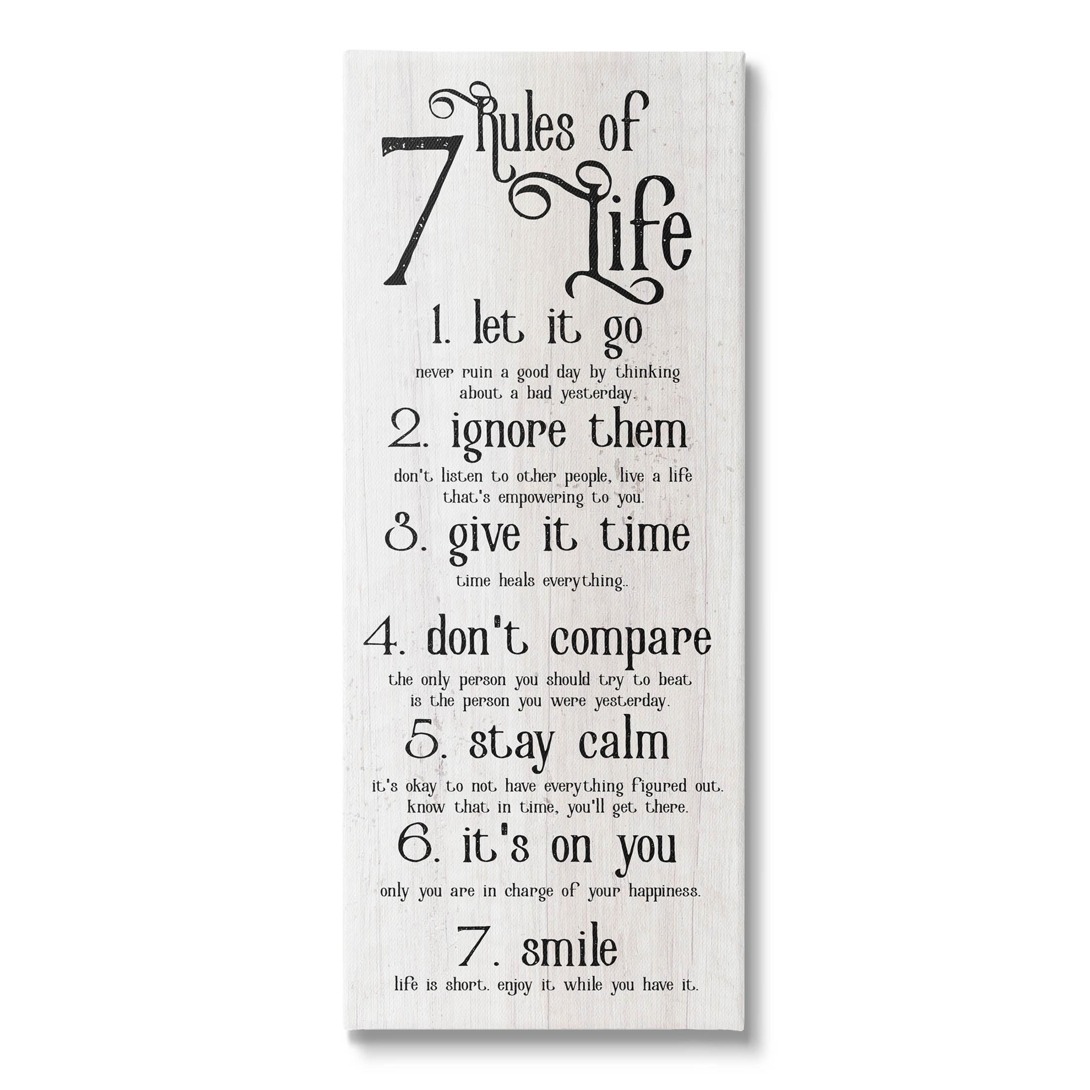 Stupell Industries Rules Of Life Motivating List Gallery Wrapped Canvas Wall Art, 17 x 40