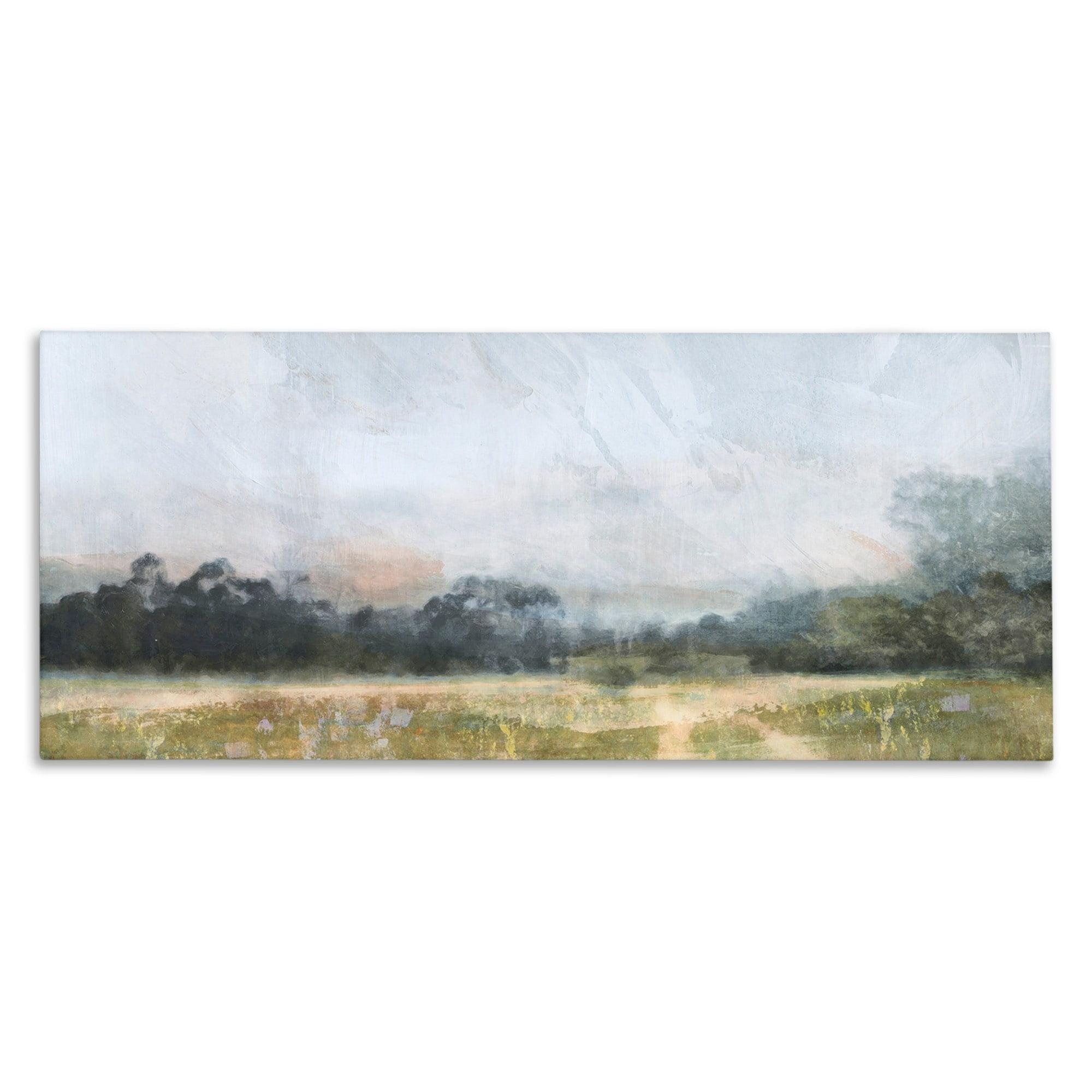 Rural Field Abstract Landscape Canvas Wall Art, 40 x 17