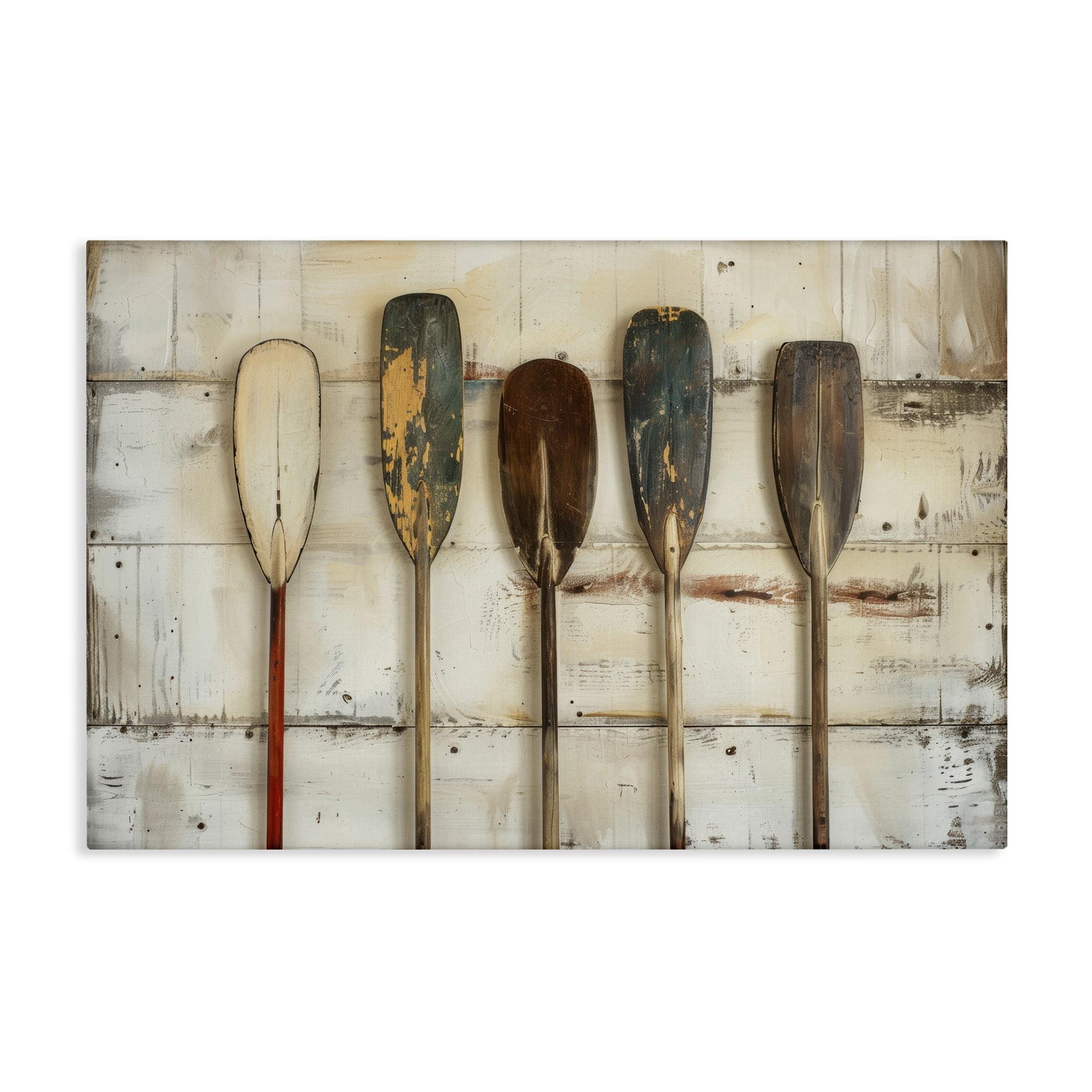 Stupell Industries Rustic Oar Lineup Nautical & Beach Painting Wrapped Canvas Art Print Wall Art, 24 x 16