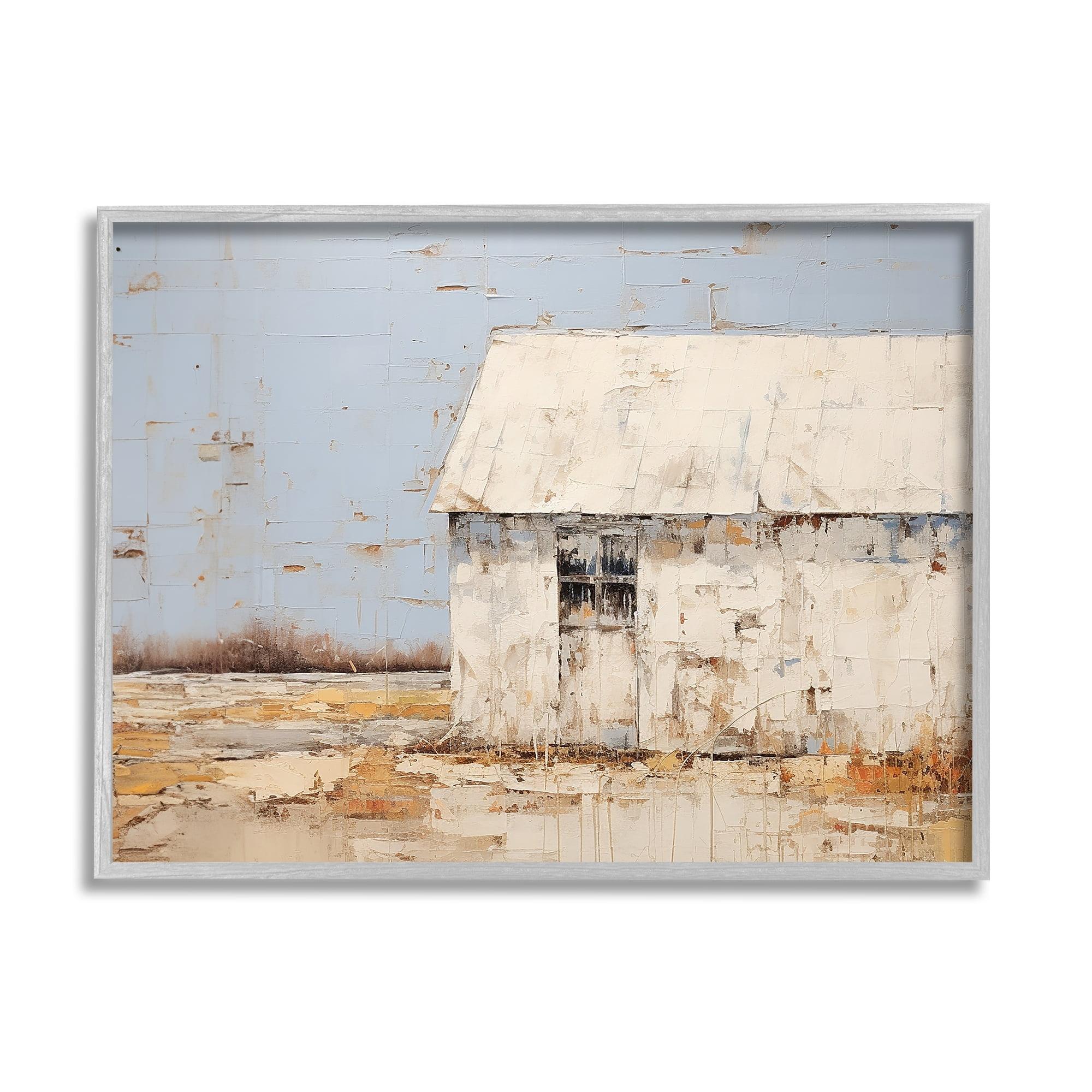 Ba-666-Floater " Rustic White Barn " by Ramona Murdock Painting Print