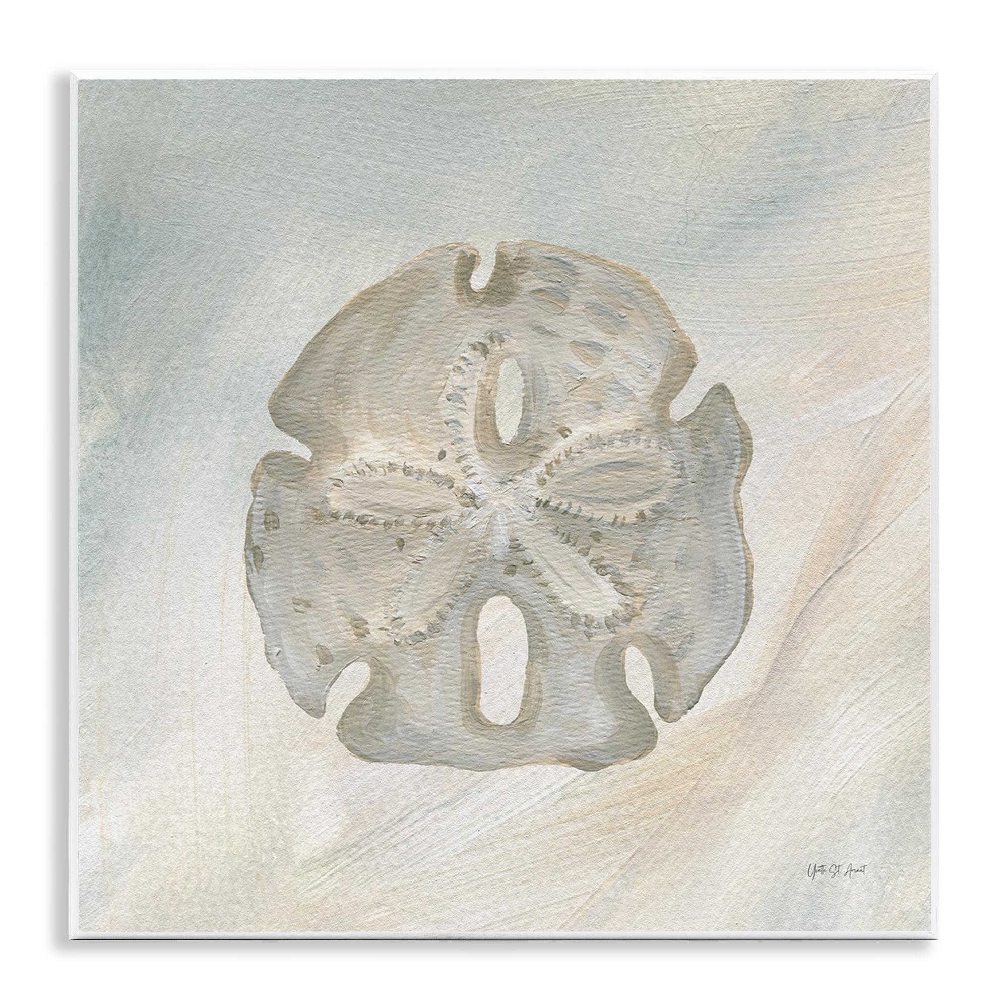 Beige Sand Dollar Coastal Painting on MDF Wood, 12 x 12