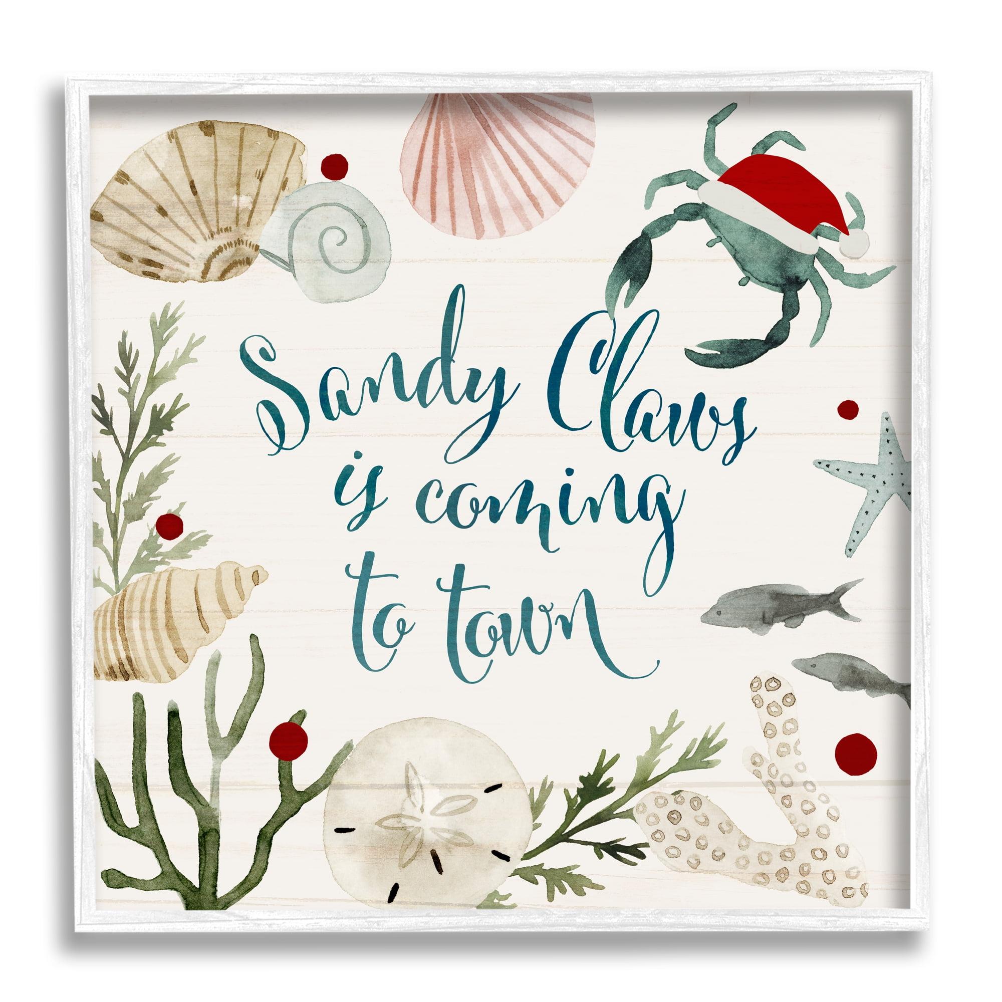 Santa Claus Nautical Beach Holiday Sandy Christmas by Victoria Barnes - Graphic Art Print