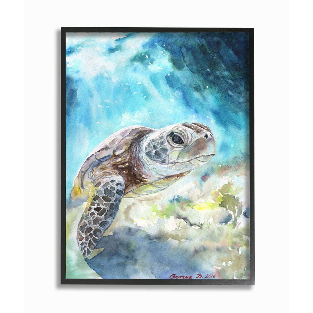 Stupell Industries Sea Turtle Ocean Watercolor, 16" x 20"