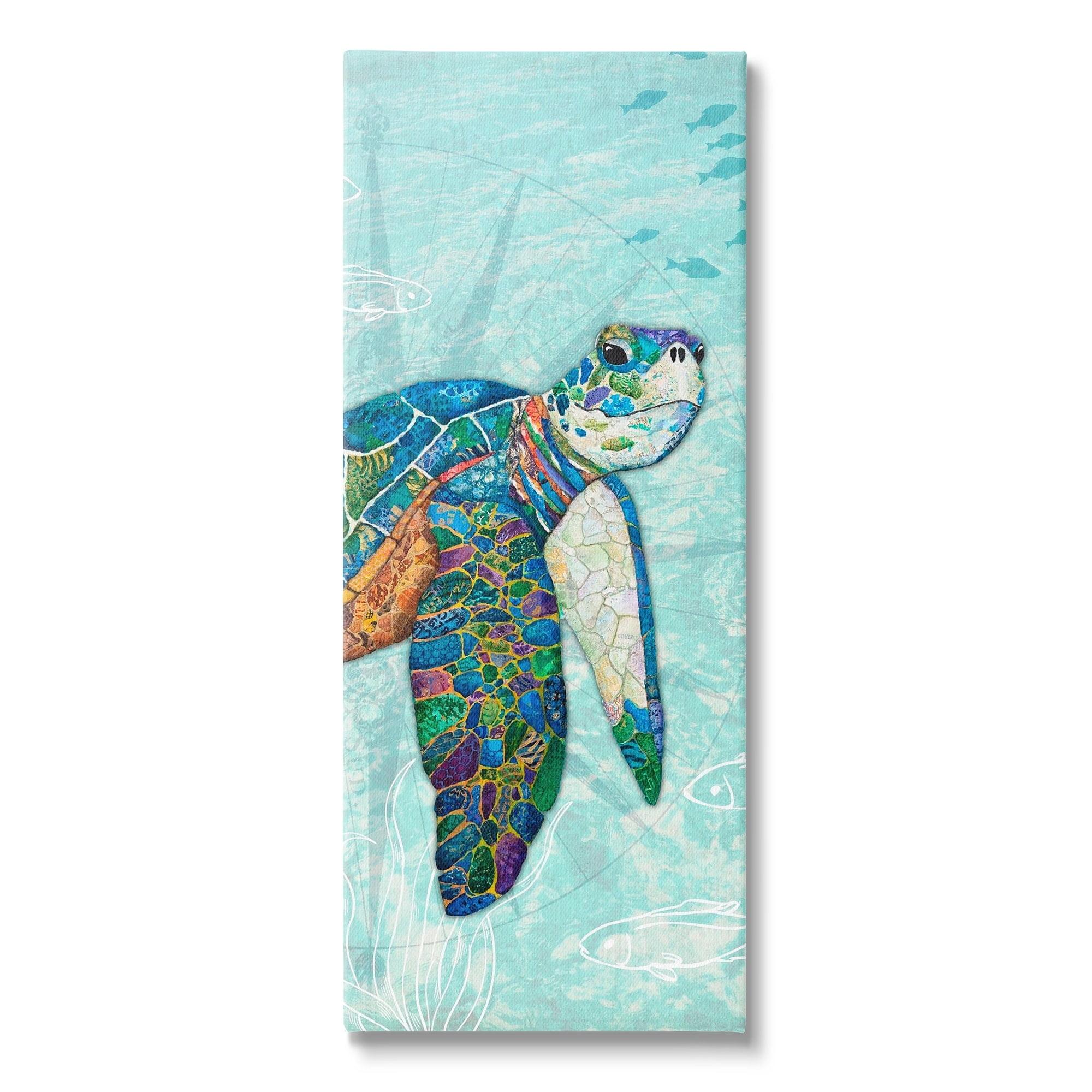 Stupell Industries " Sea Turtle Underwater Ocean Mosaic Style Collage " by Lisa Morales Painting Print