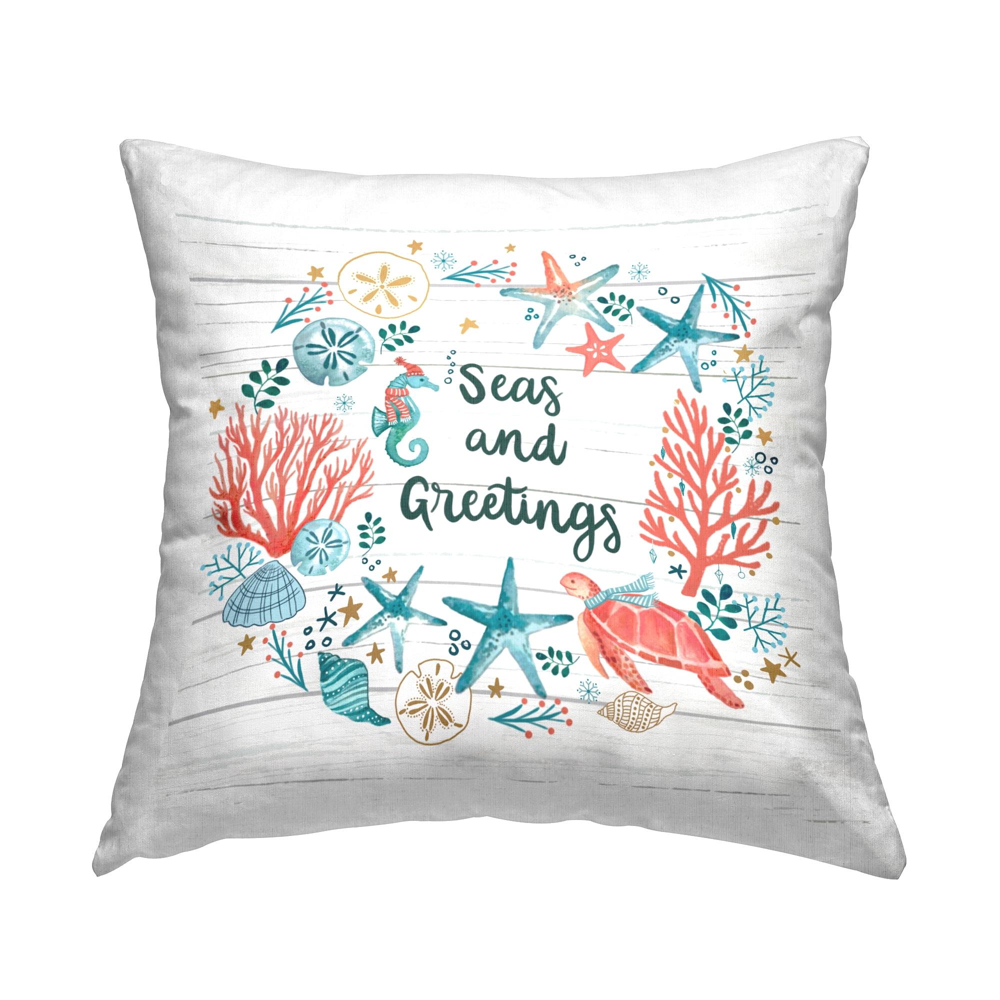 Seas and Greetings Multicolor Square Throw Pillow