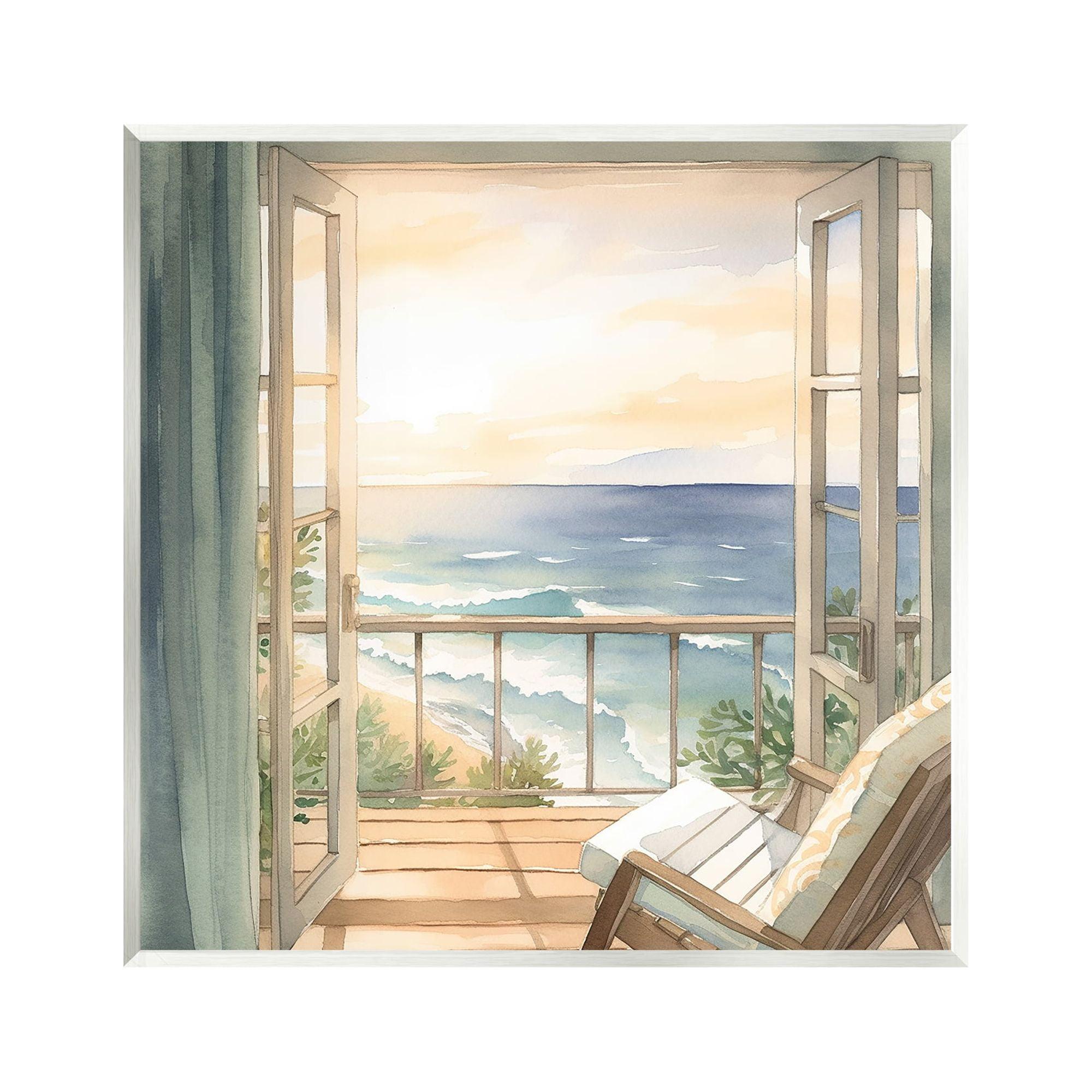 Stupell Industries Seaside Escape Scenery Landscape Painting Unframed Art Print Wall Art, 12 x 12